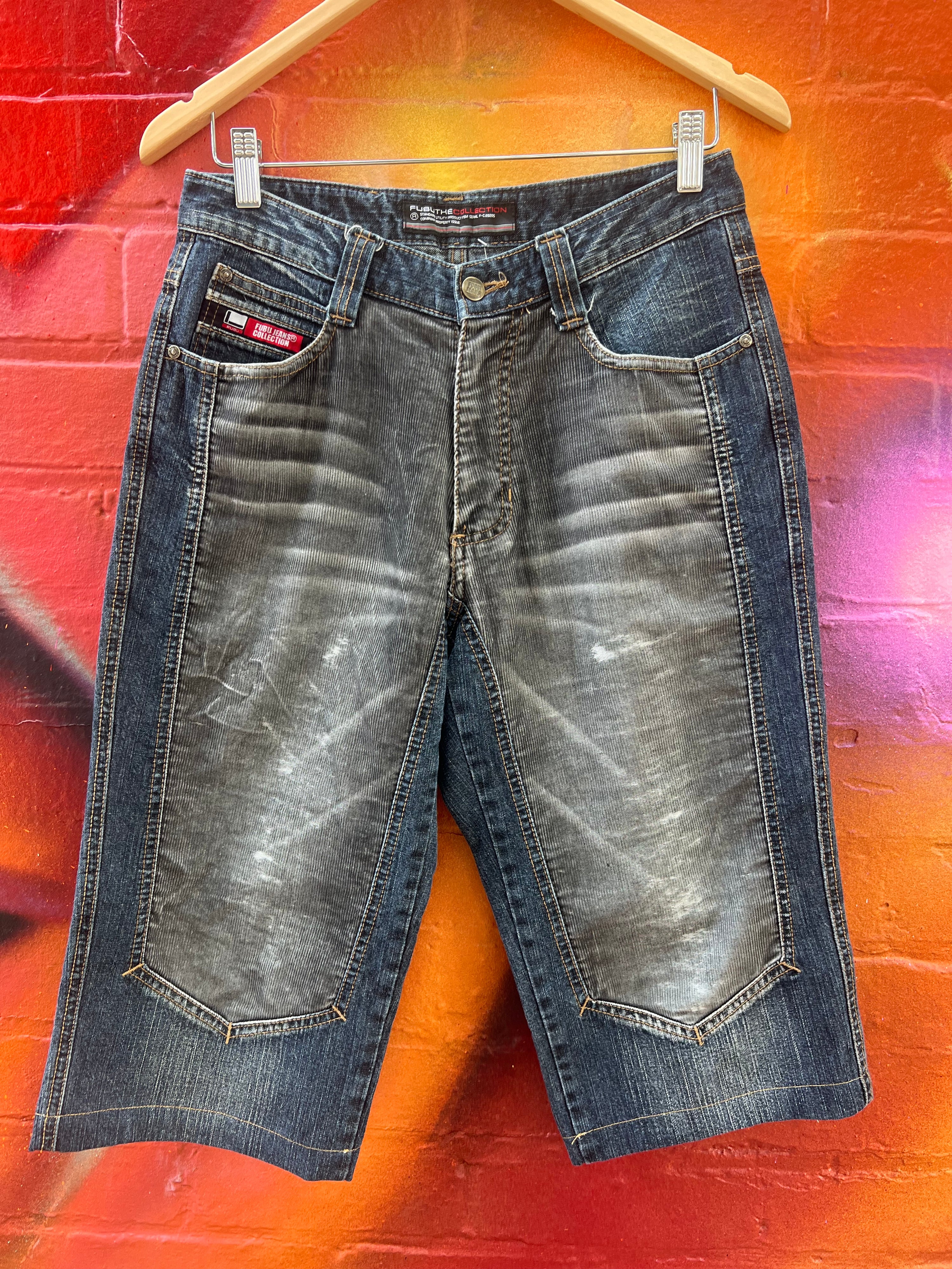 28/30 - FUBU Grey Cord and Blue Denim Shorts
