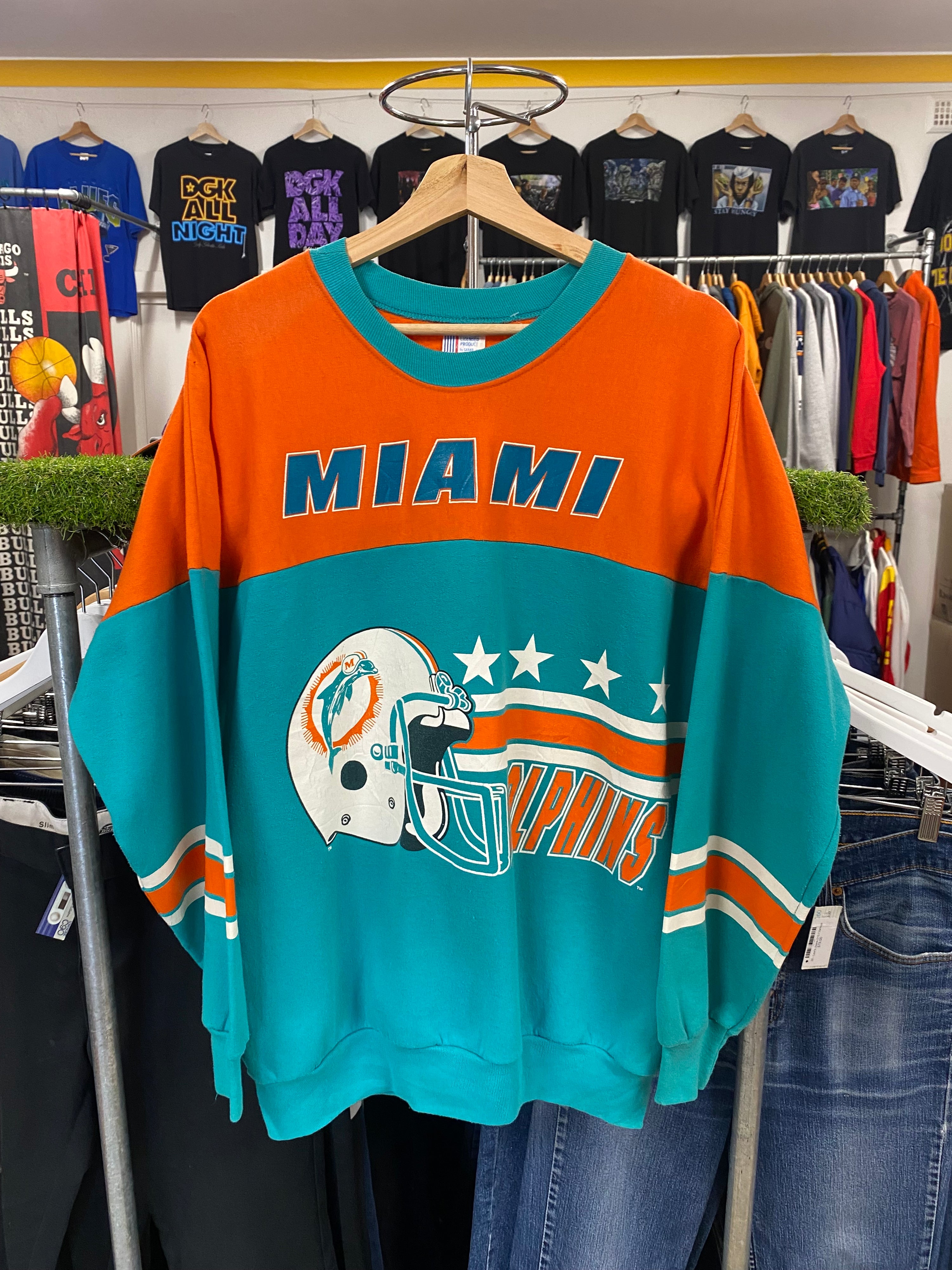 [XL] Vintage Miami Dolphins Split Colour Logo Jumper