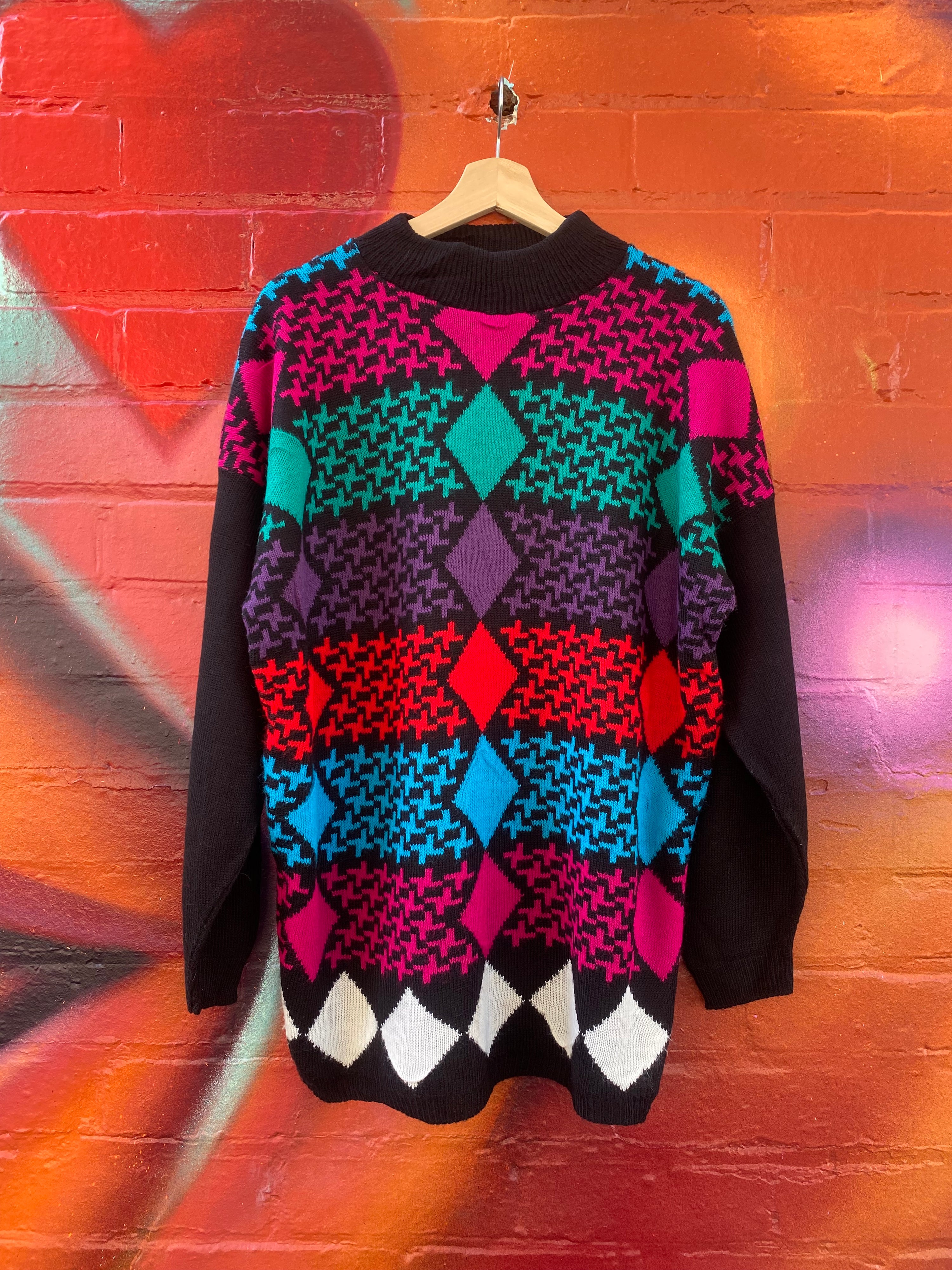 [M] Black/Colourful Diamonds Knit Sweater