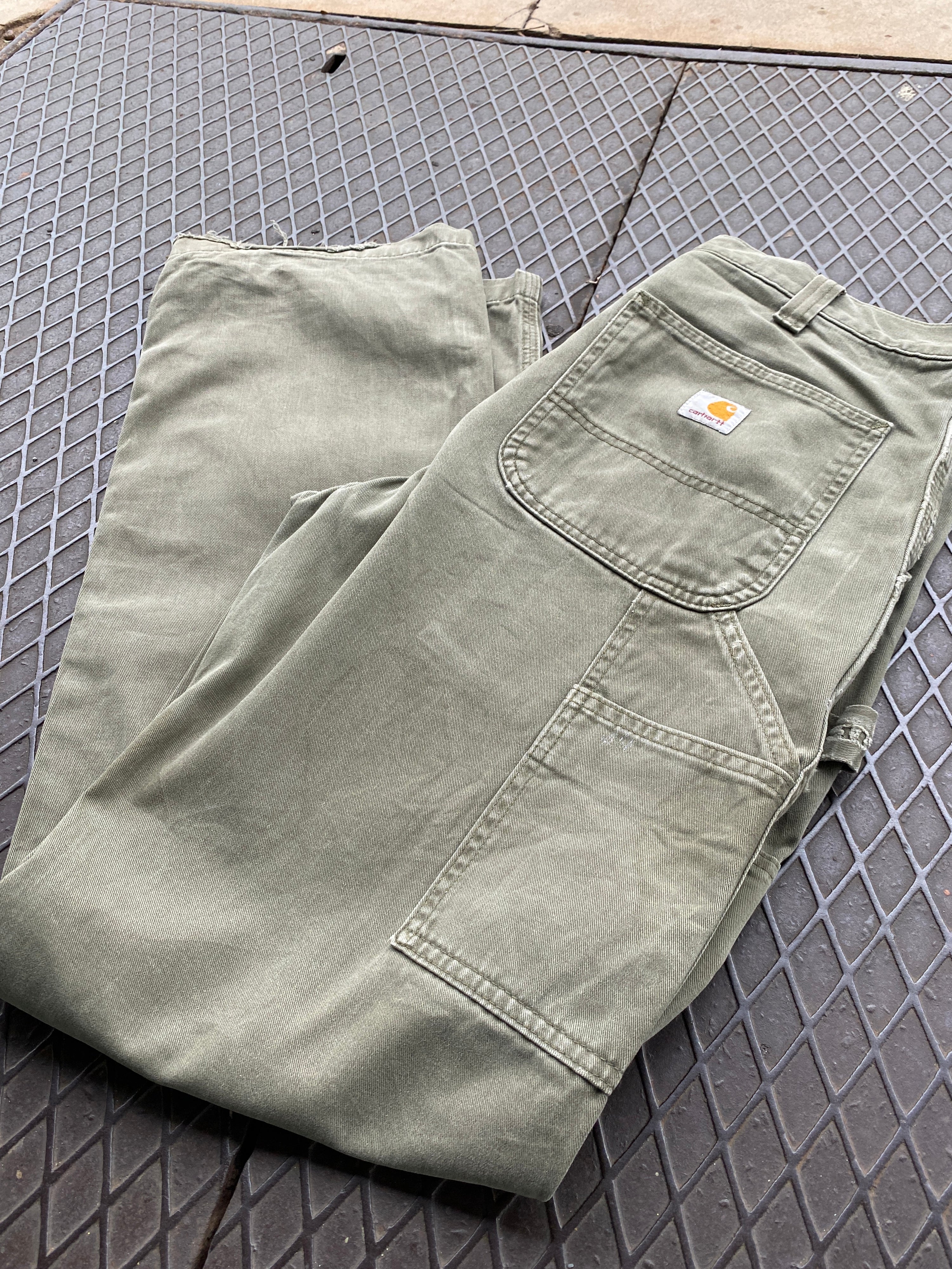 33 - Carhartt Green Carpenter Pants Patched P103