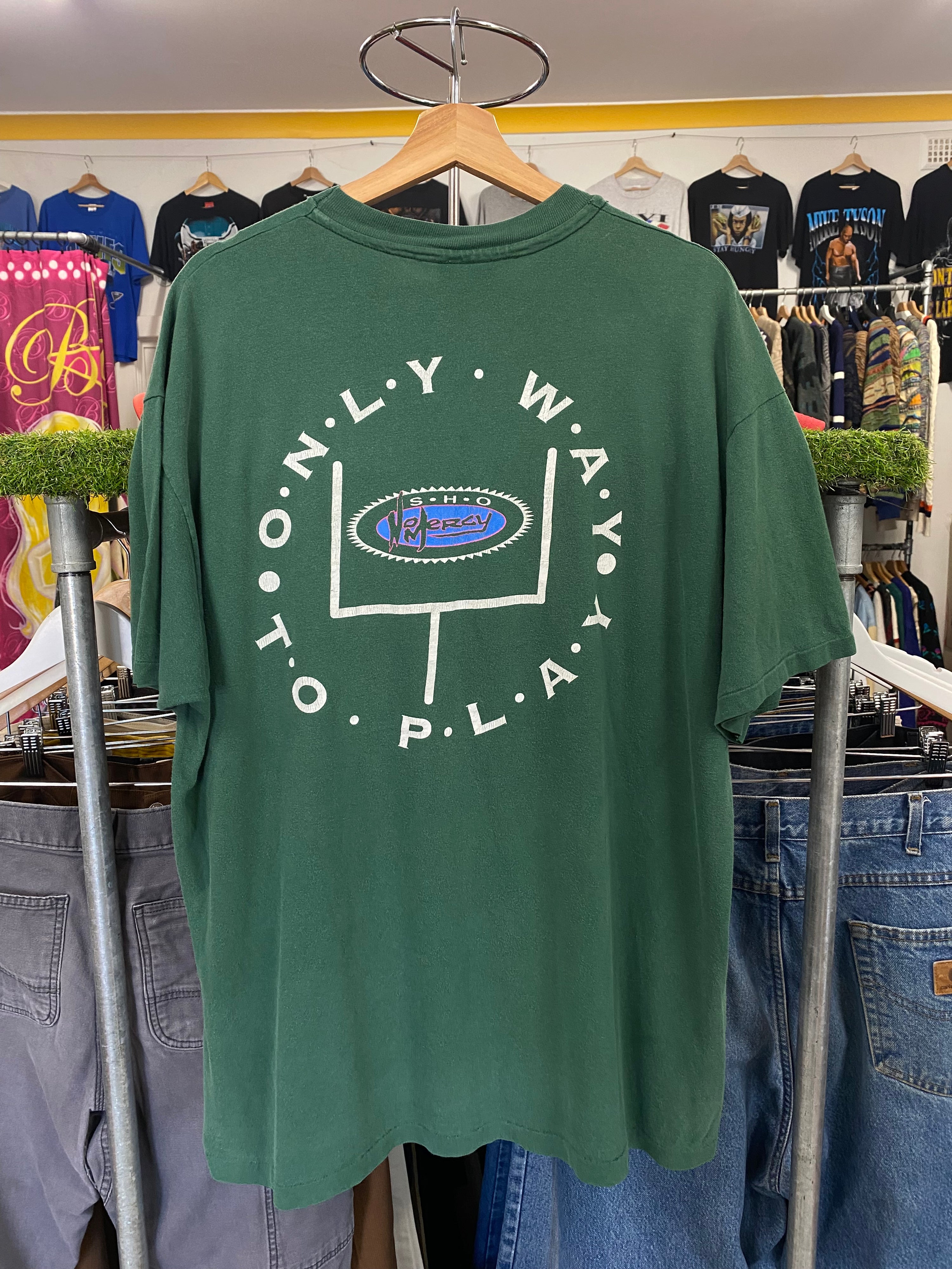 XL - Sho No Mercy Green Football Tee