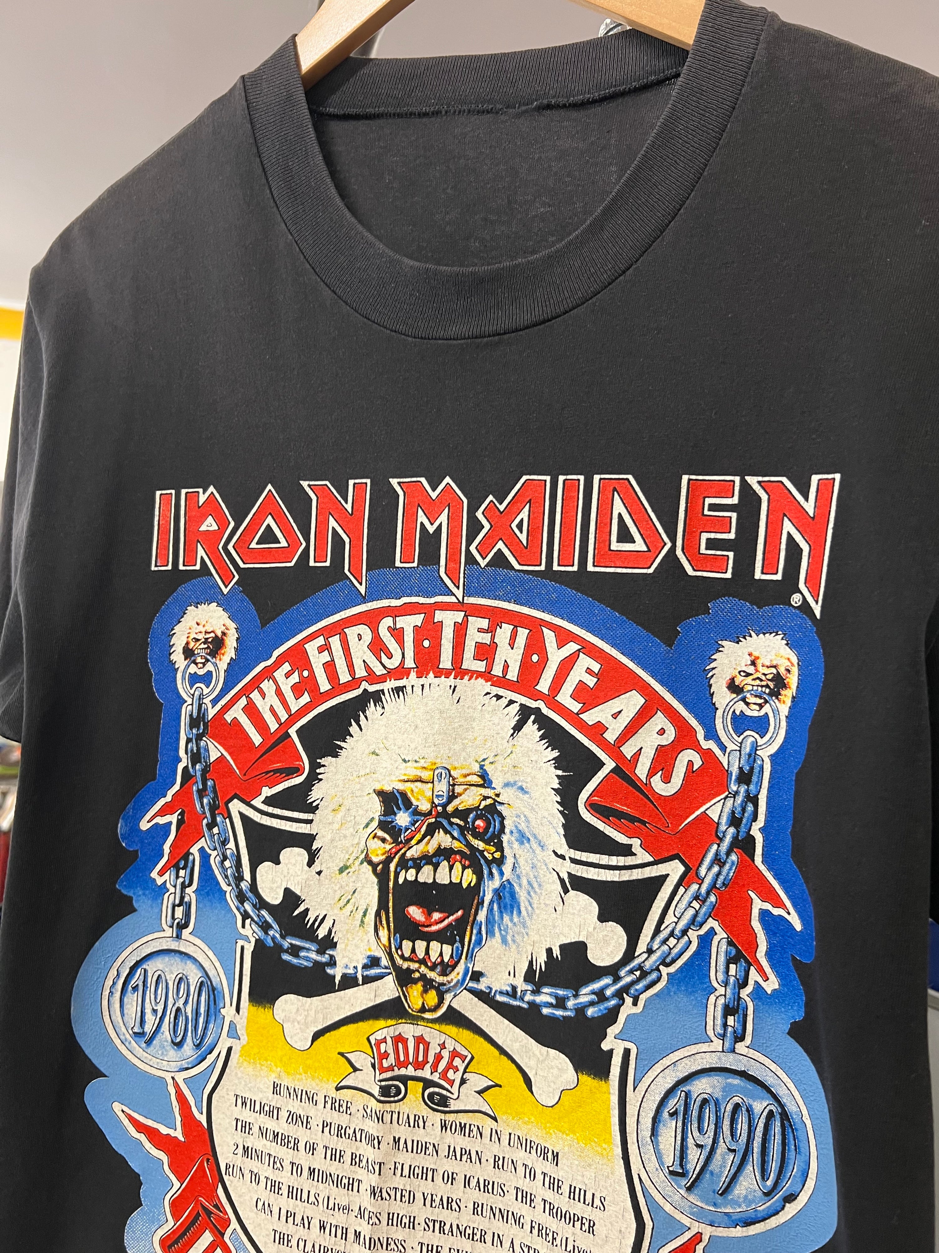 [L] 1990 Iron Maiden The First 10 Years Double Sided Tee