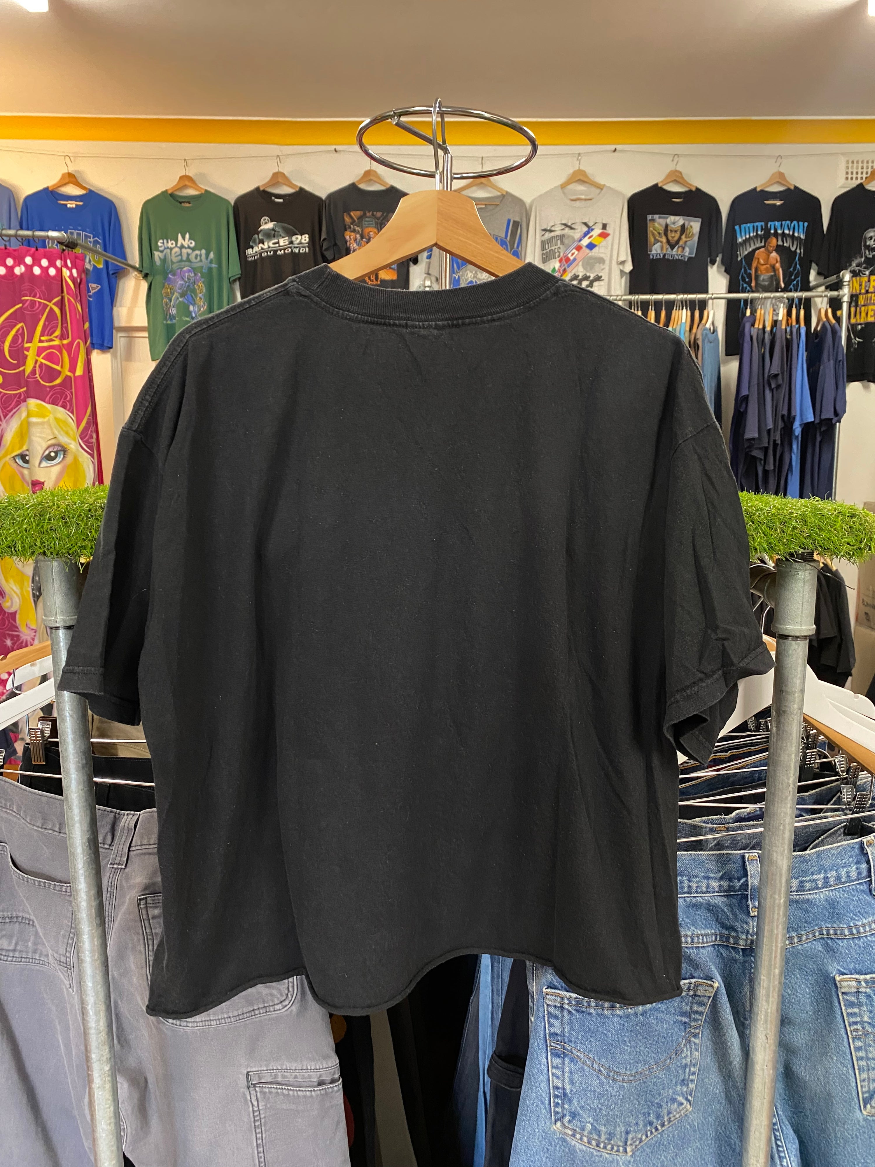 [XL] Garfield Say Hello To My Little Friend Cropped Black Tee