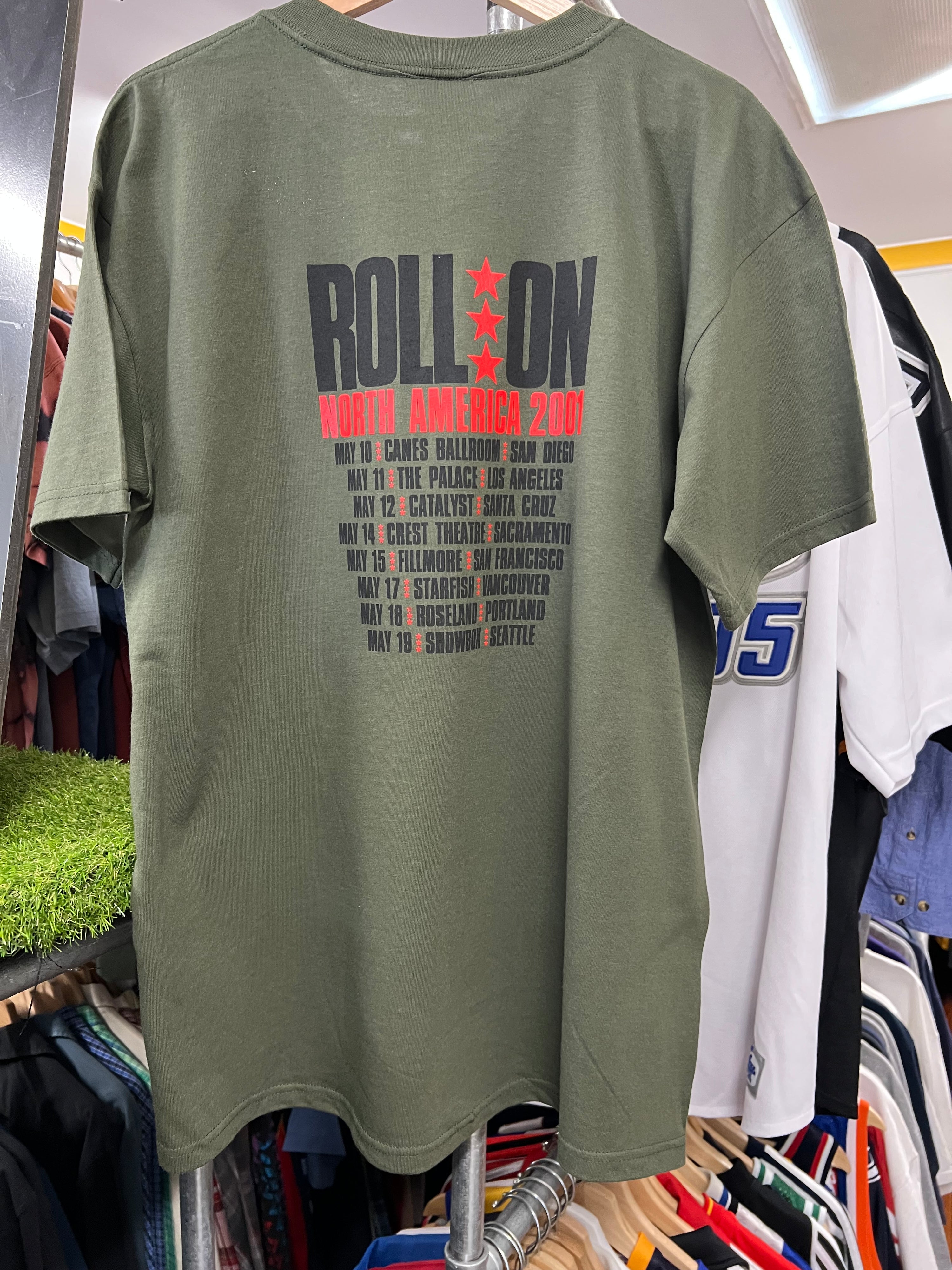 [L] 2001 The Living End Roll On North American Tour Green DS Tee