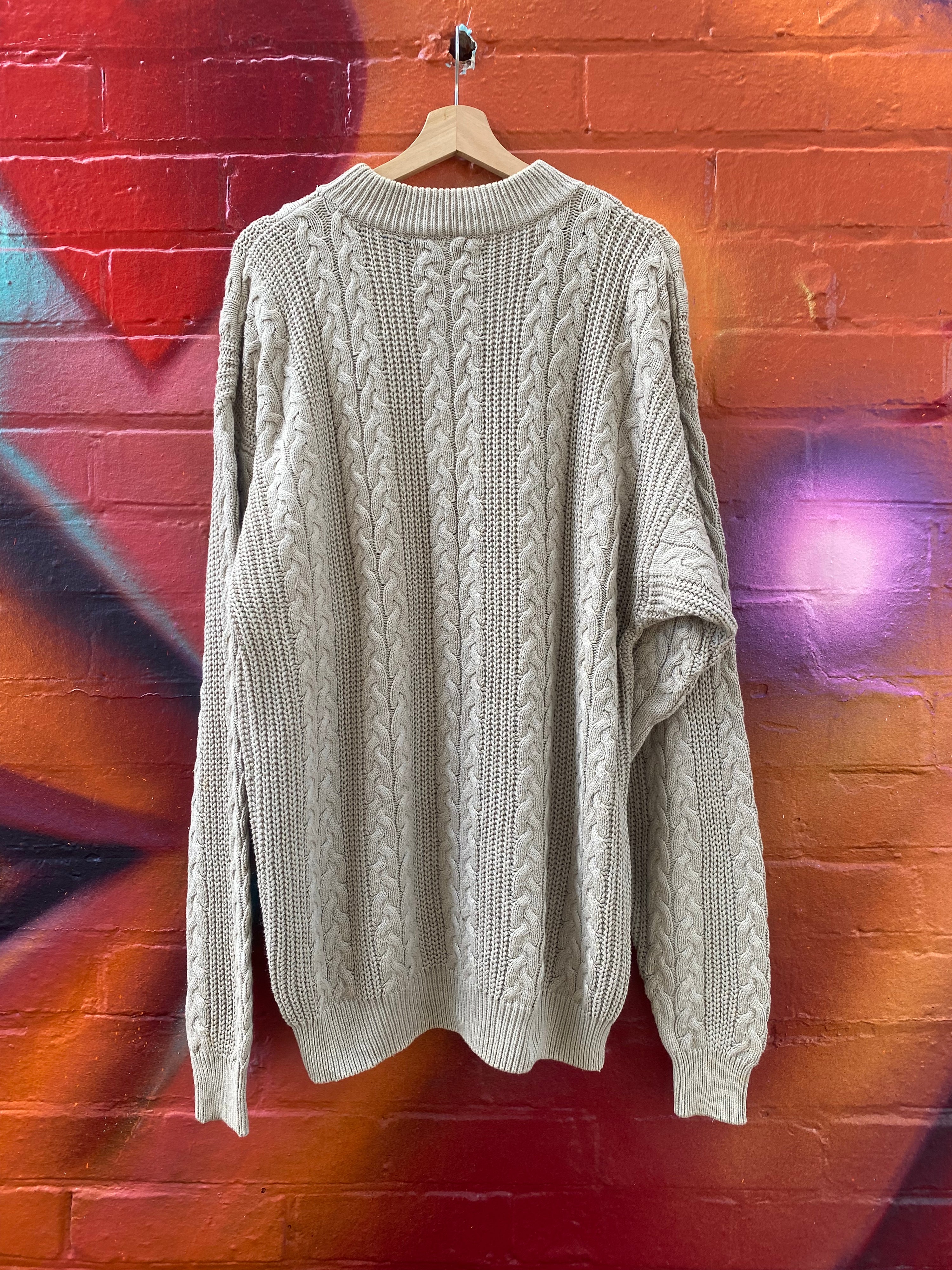 [XL] Point Zero Beige Cable Knit Sweater