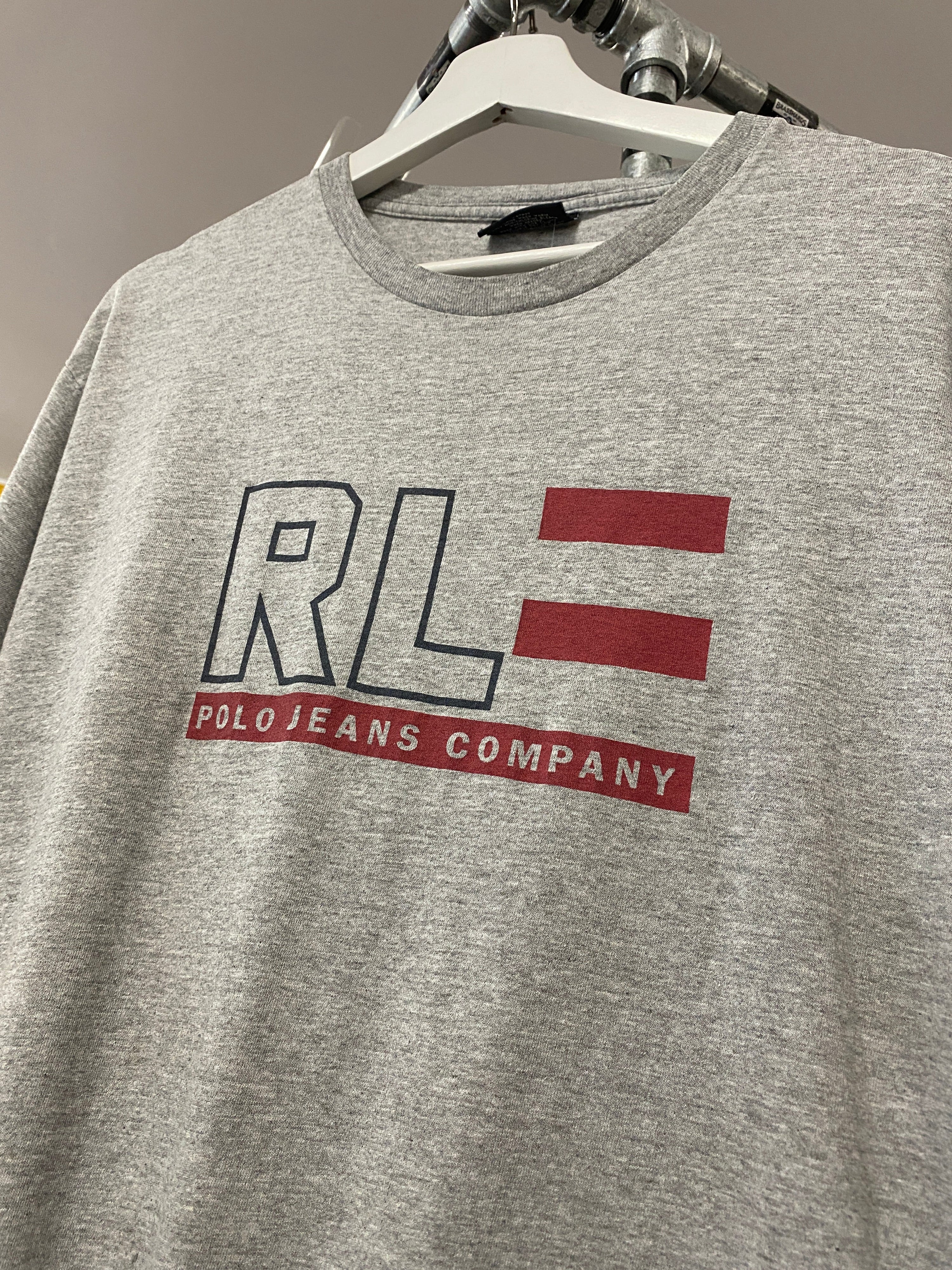 L - RL Polo Jeans Company Centre Logo Grey Tee