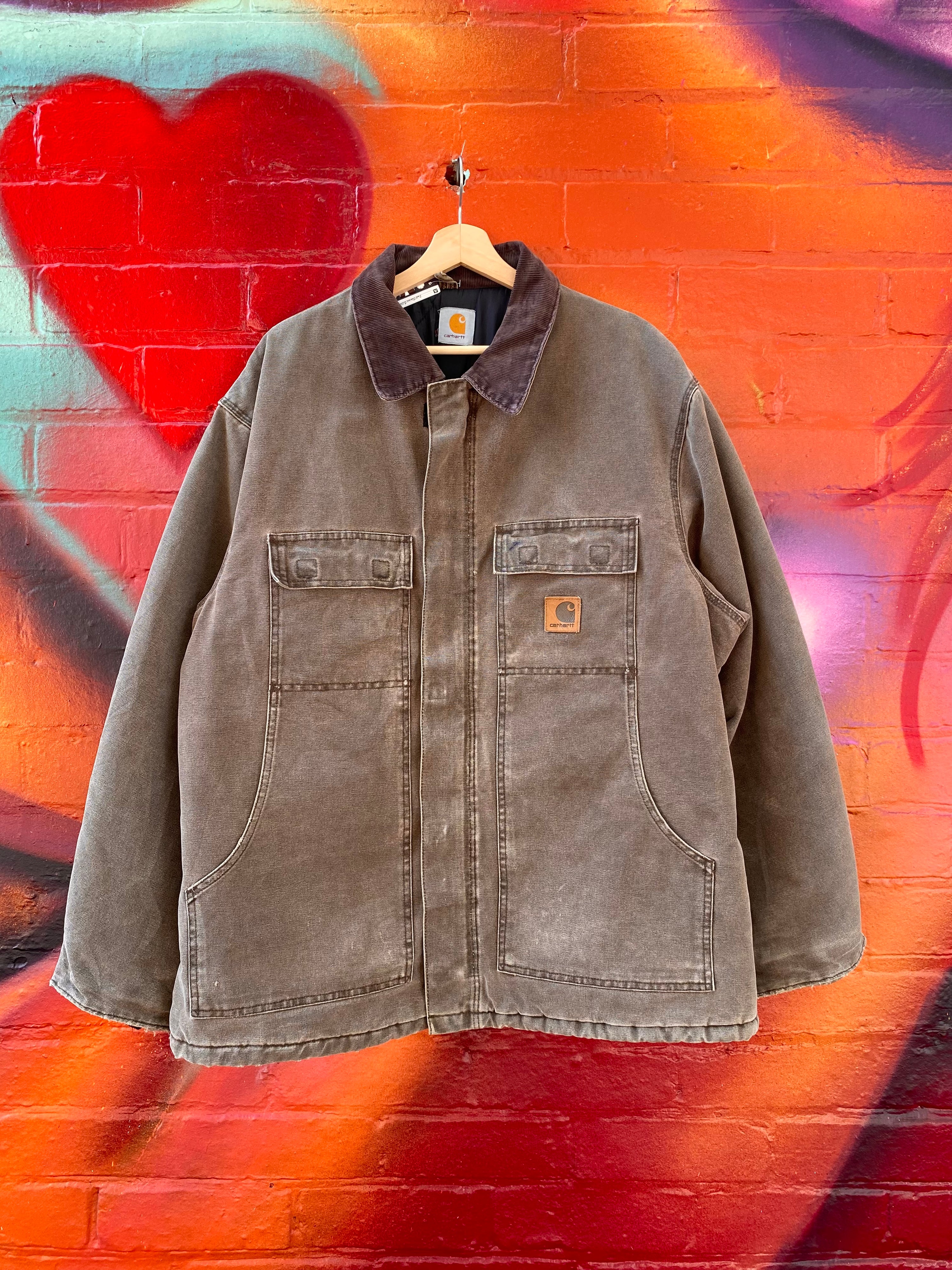 [XL] Vintage Carhartt Faded Brown Arctic Jacket Plum Collar C26