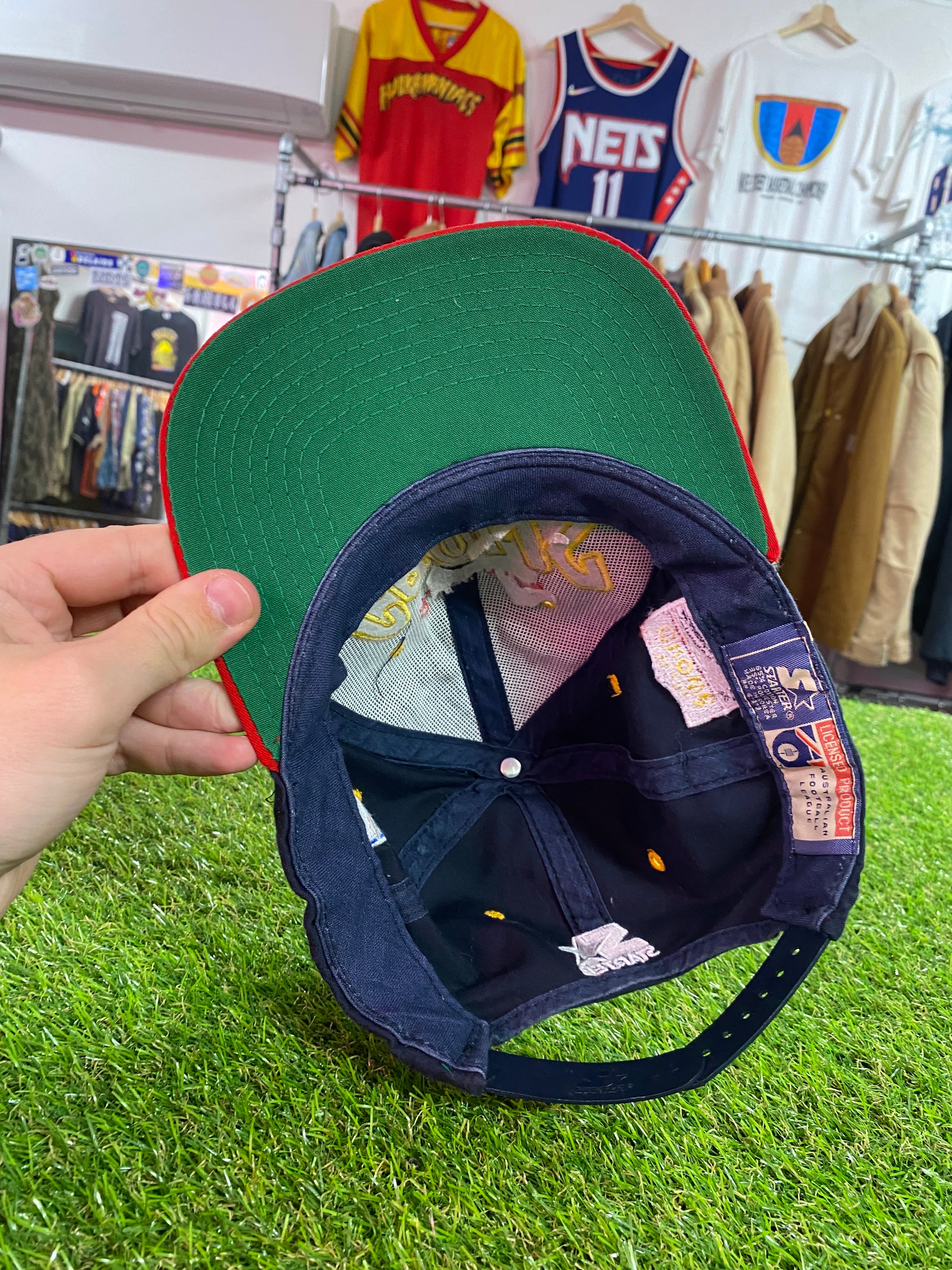 Vintage Adelaide Crows Starter Cap Red Brim w/ Side Patches