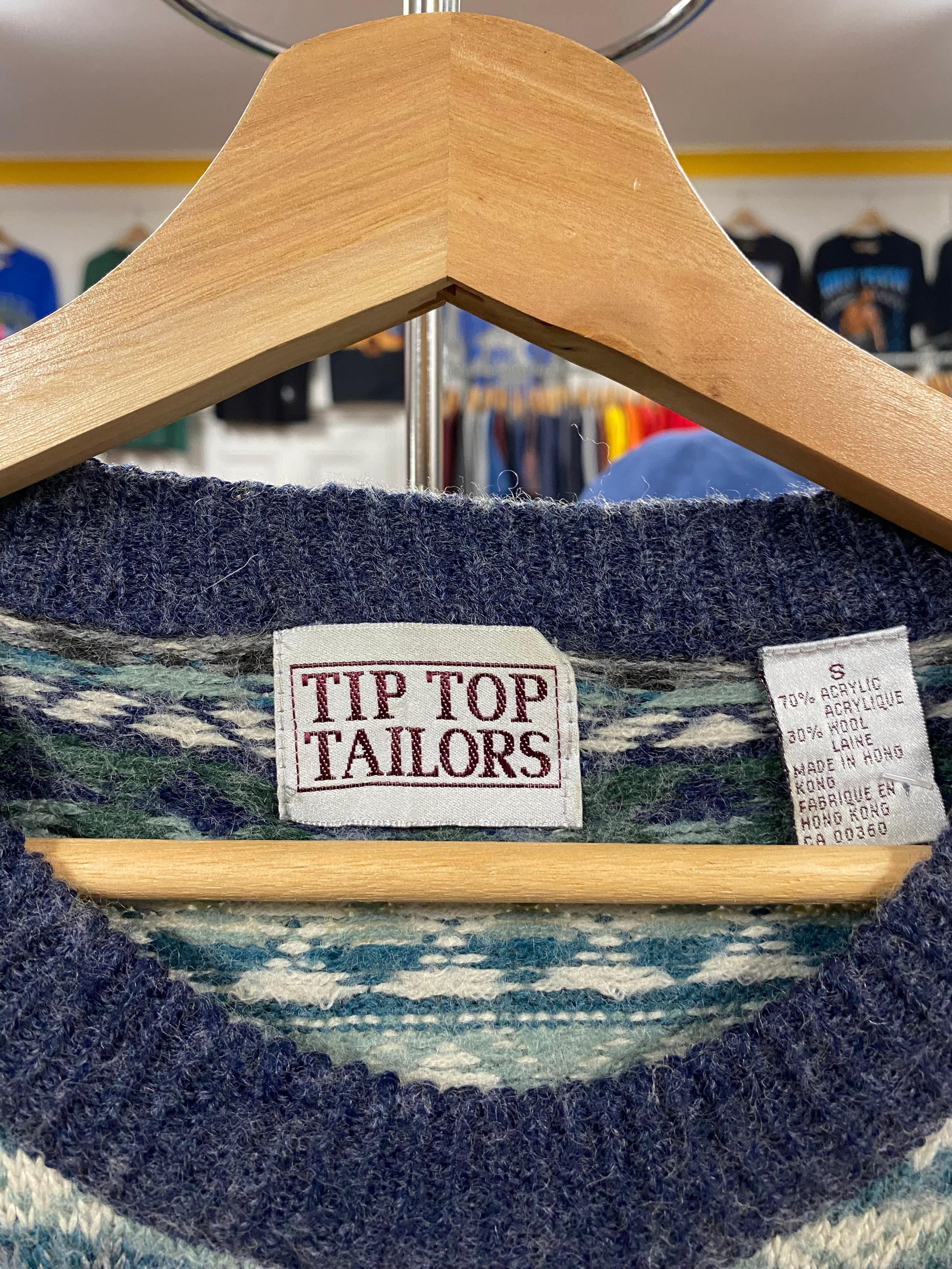 [S] Tip Top Tailors Blue/Green Knit Jumper
