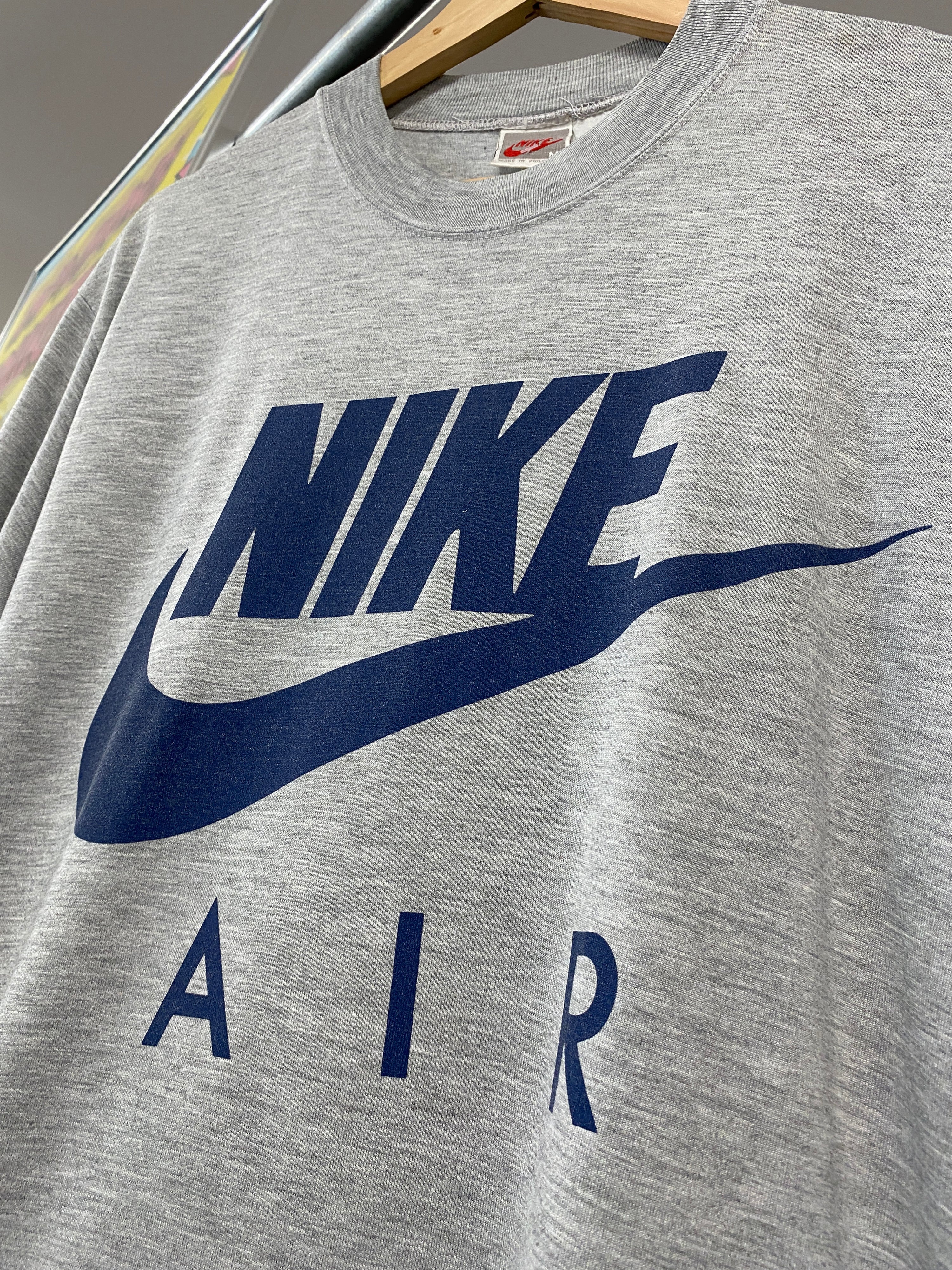 M - Nike Air Grey Tee Big Blue Print Vintage Tee