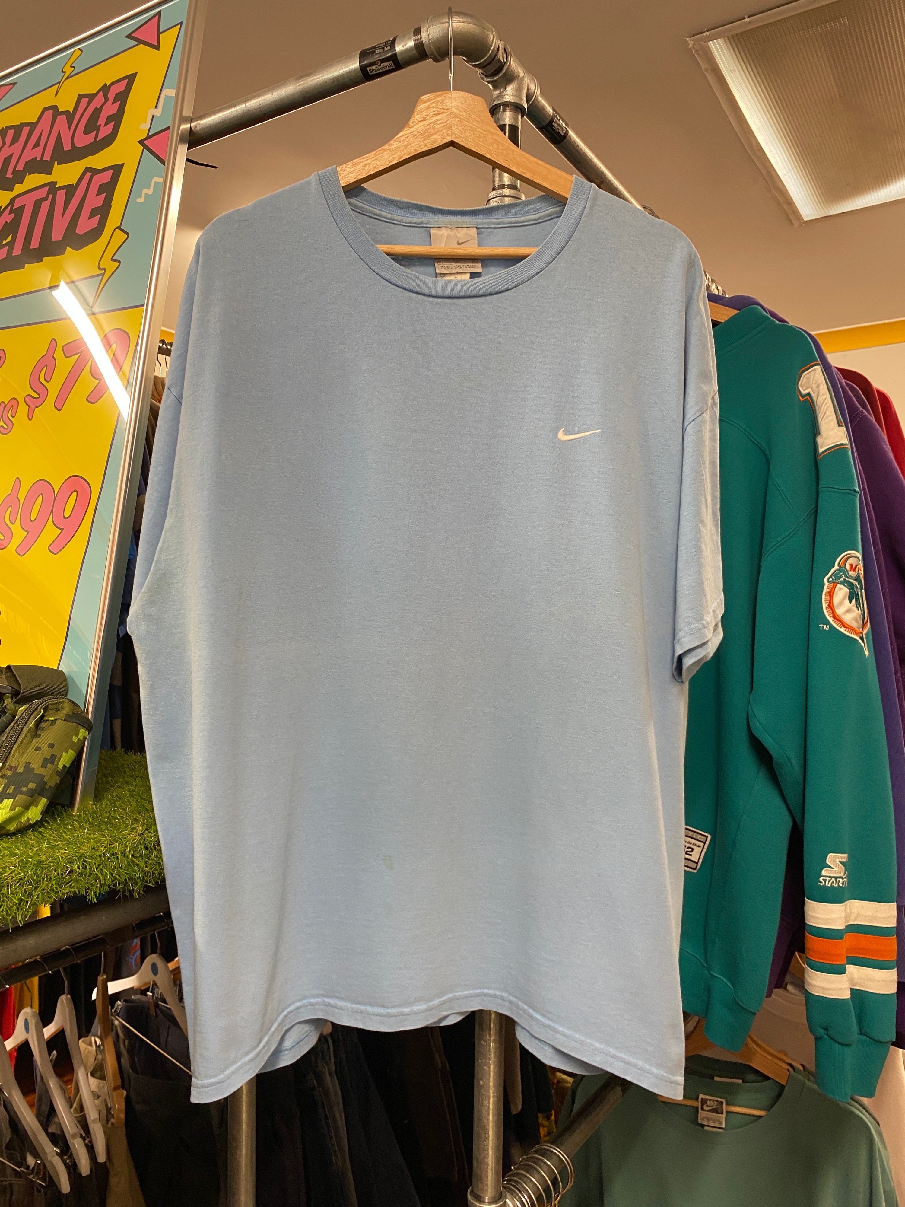 XL - 2000s Nike Embroidered Small Tick Baby Blue Tee