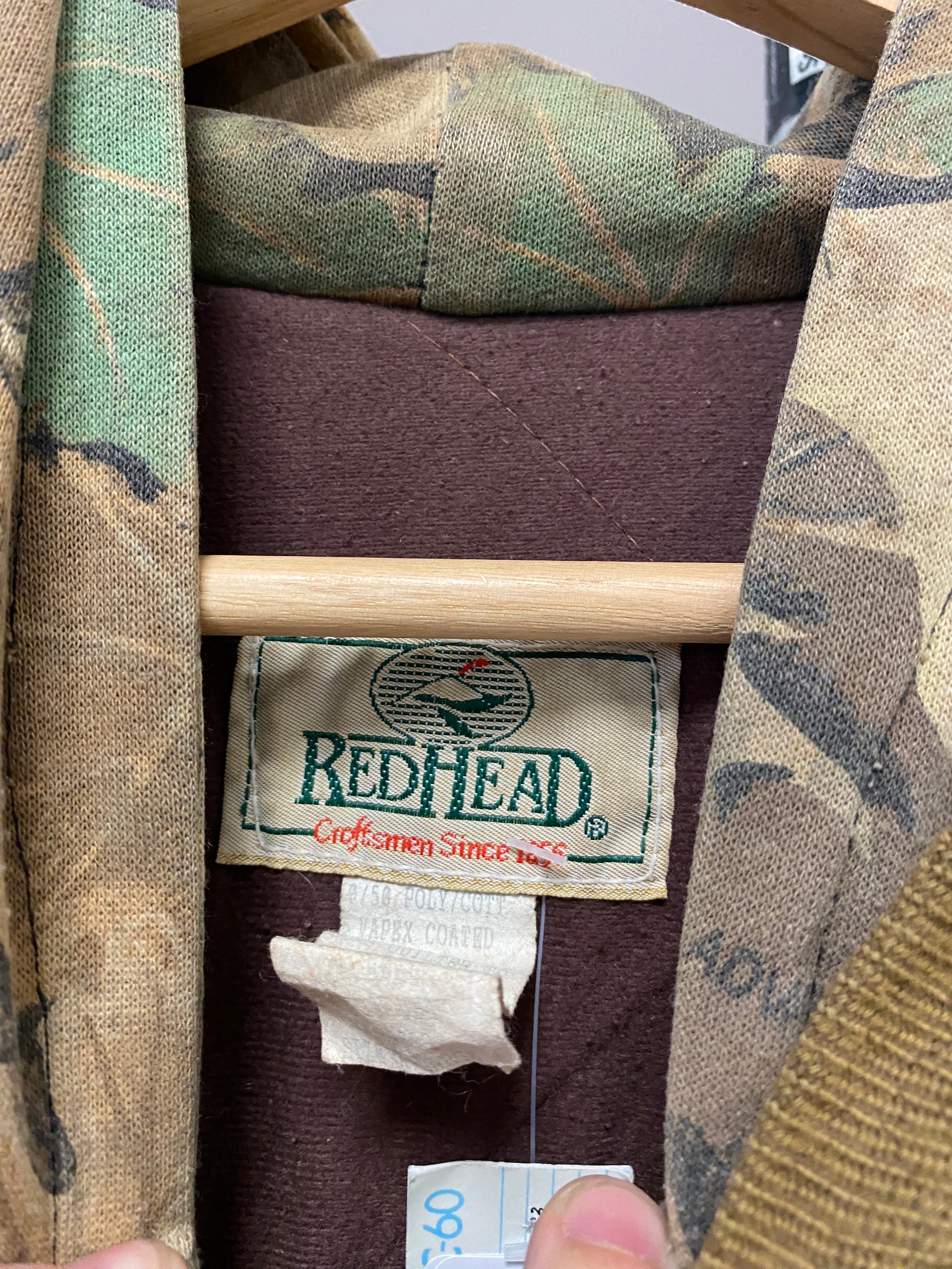 XL -Vintage Redhead Cargo Pocket Hooded Camo Jacket