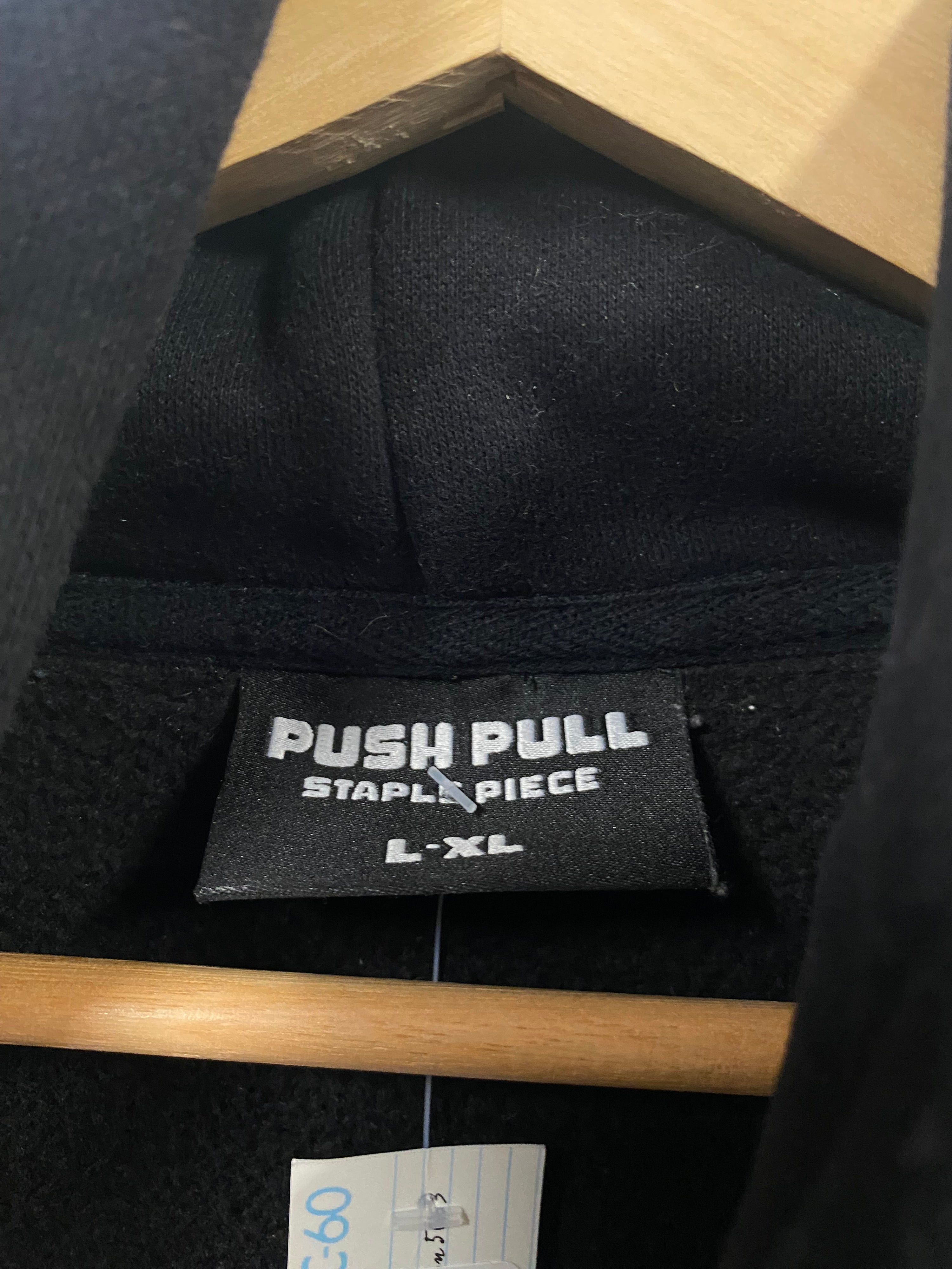 [L/XL] PUSH PULL Red Smiley Face Black Double Sided Hoodie