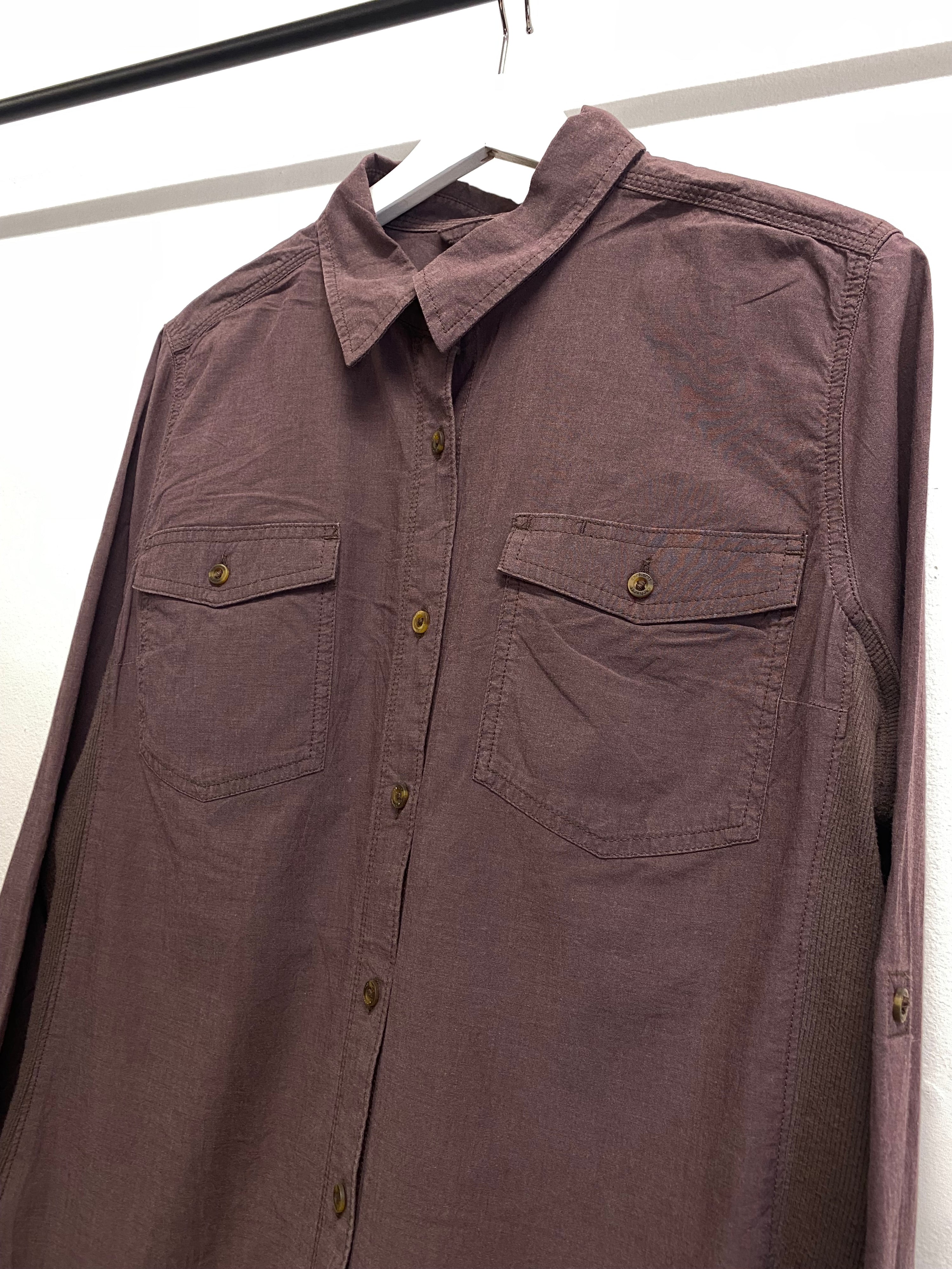 M - Carhartt Dusty Brown LS Button-up Ribbed Sides