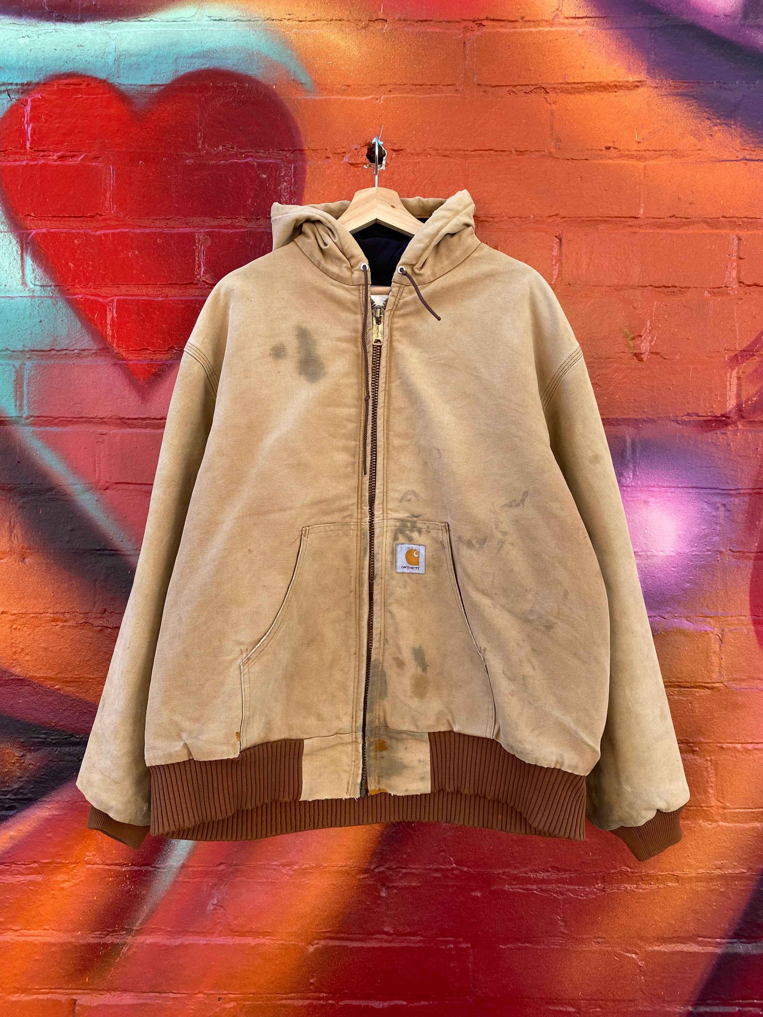 [2XL] Vintage Carhartt 'Luedtke Lumber' Tan Active Jacket