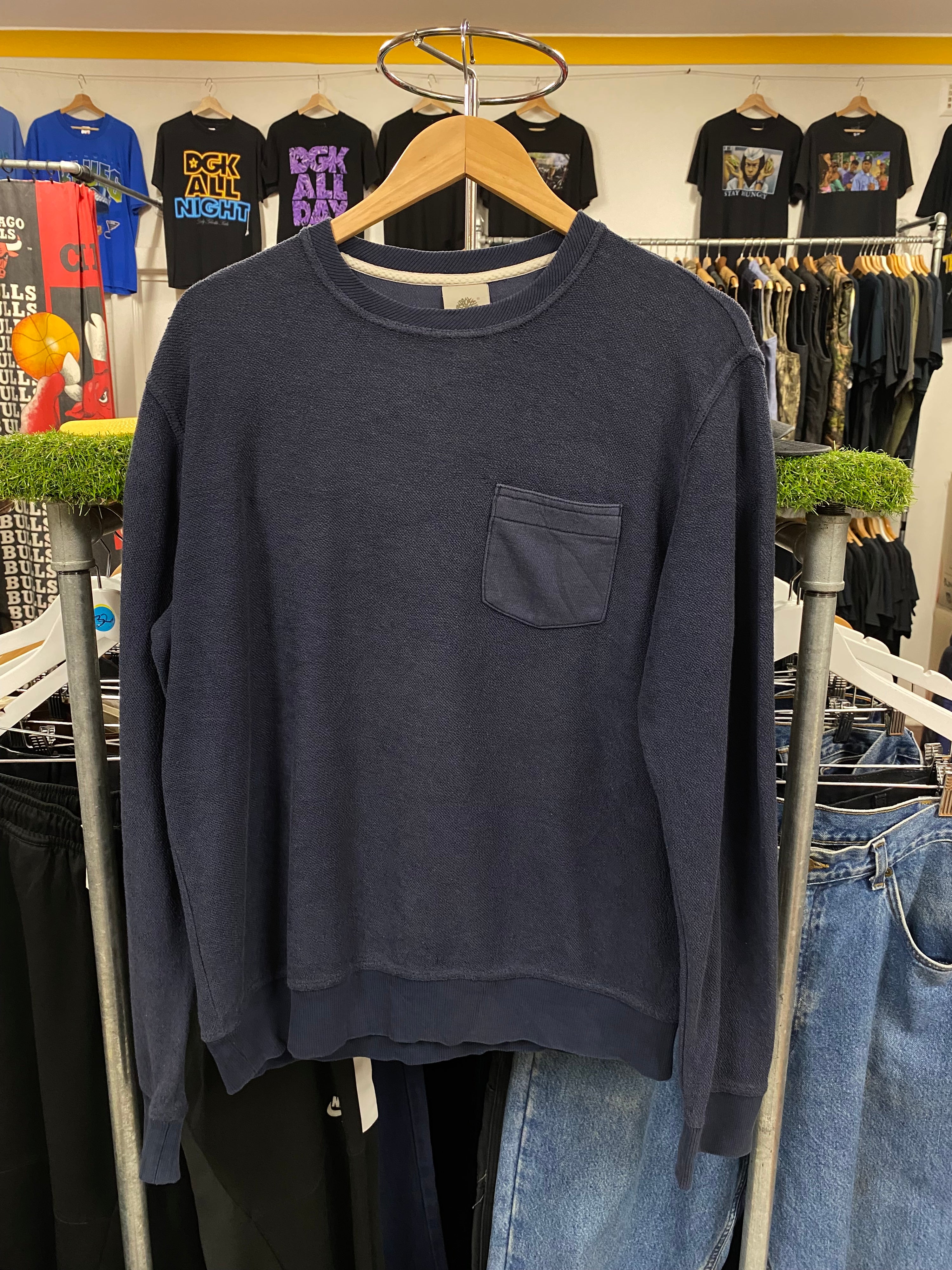 [M] Timberland Long Sleeve Dark Blue Pocket Jumper