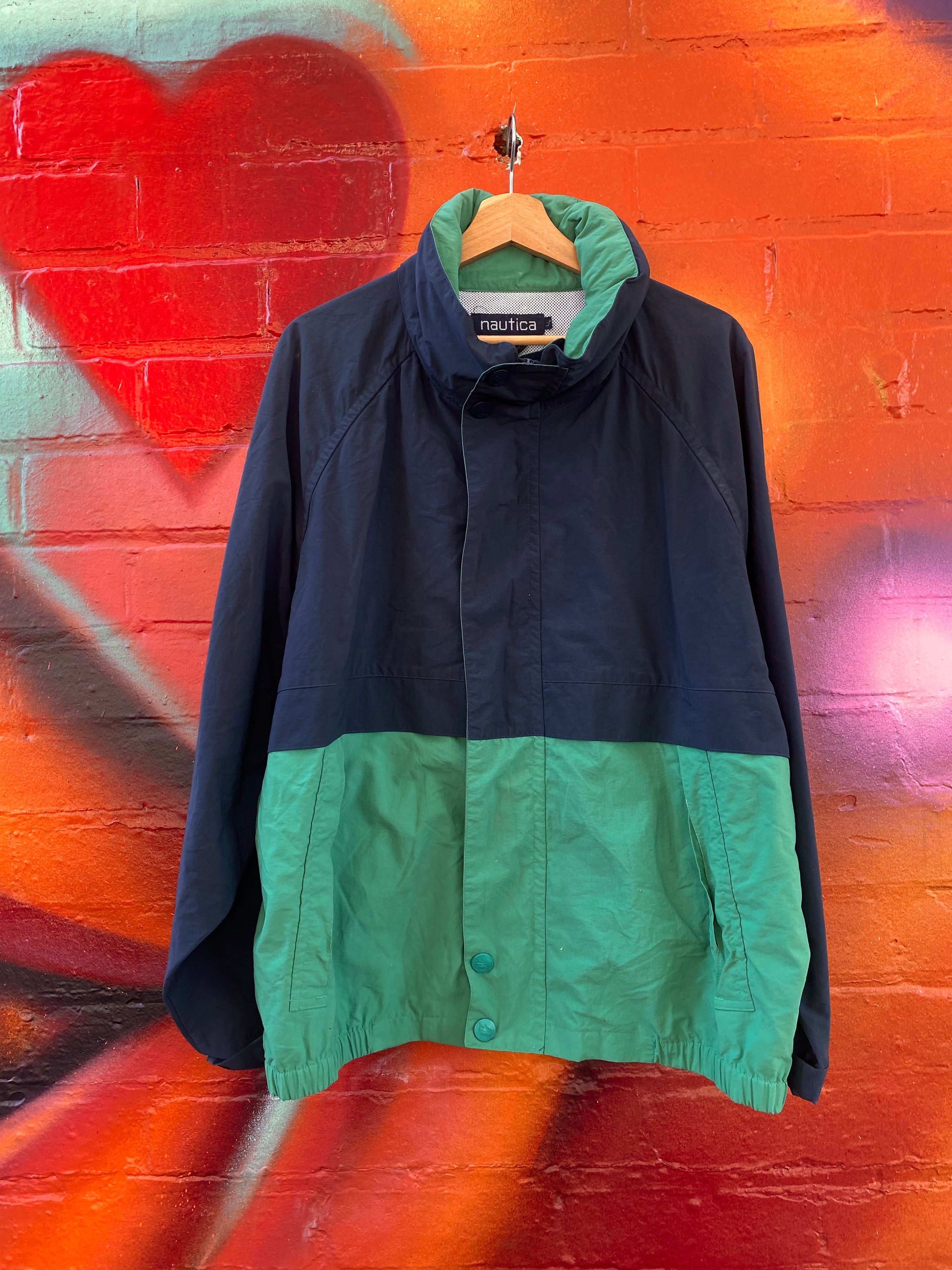 L - Nautica US2 Green/Blue 1/2 Zip Up Jacket