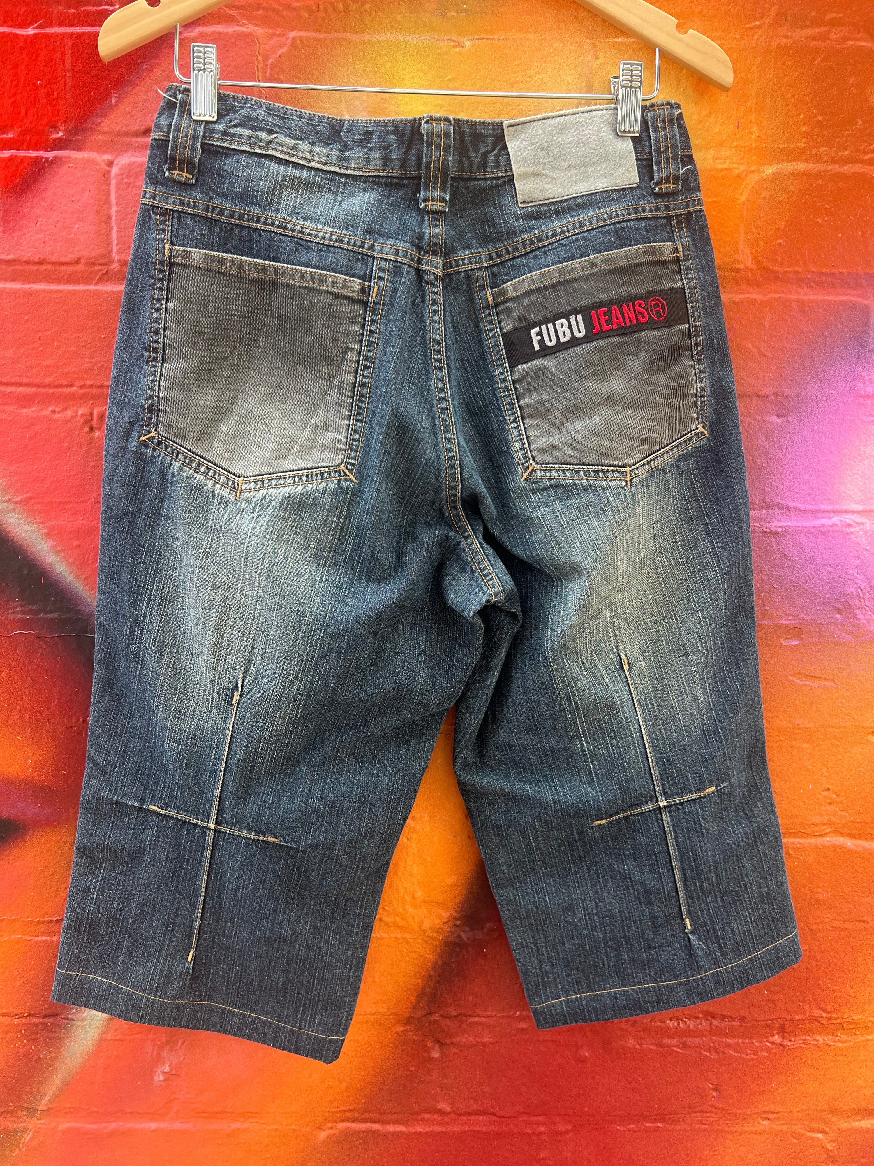 28/30 - FUBU Grey Cord and Blue Denim Shorts