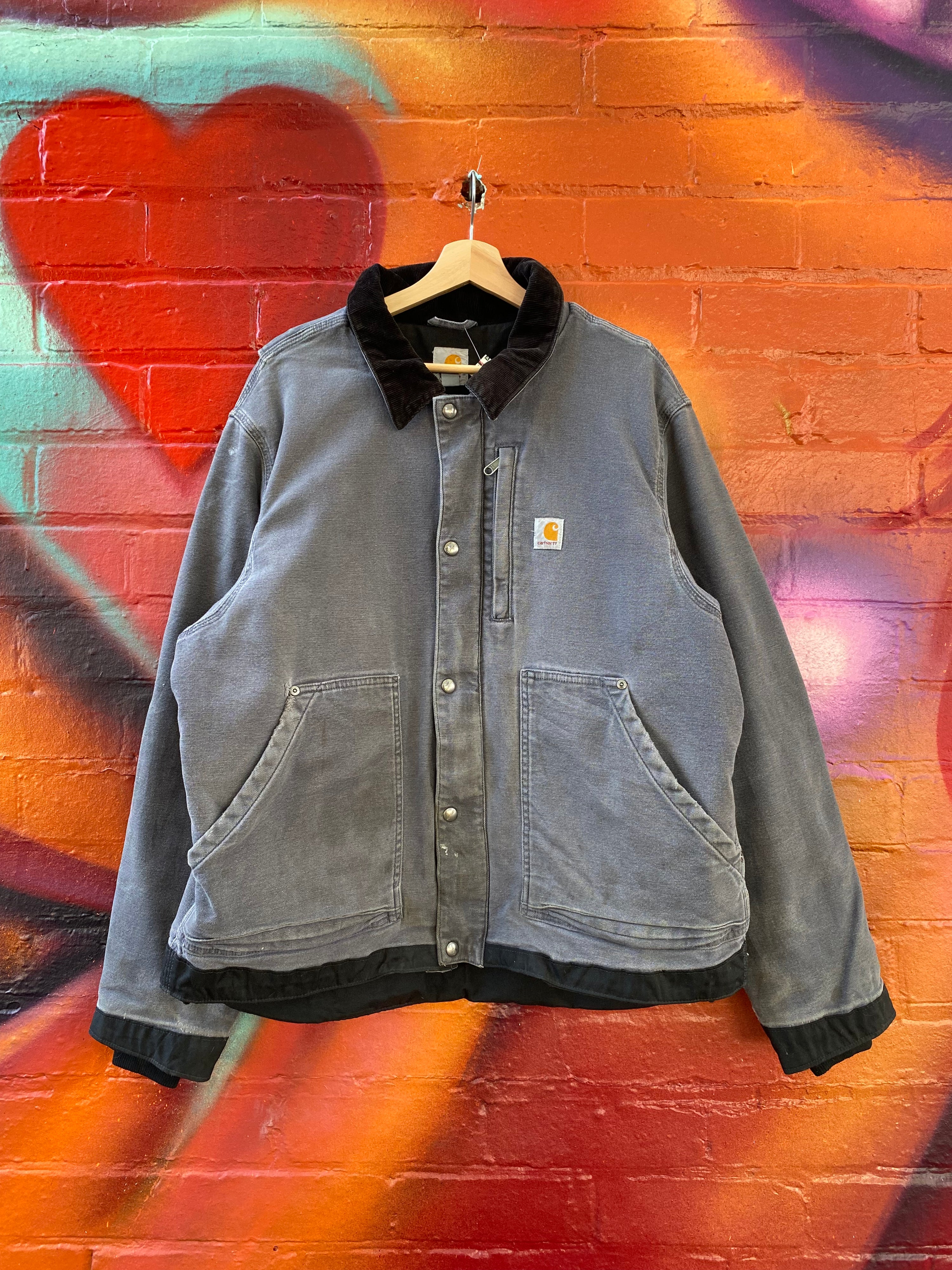 [XL] Carhartt Grey Chore Jacket w/ Black Collar 102358