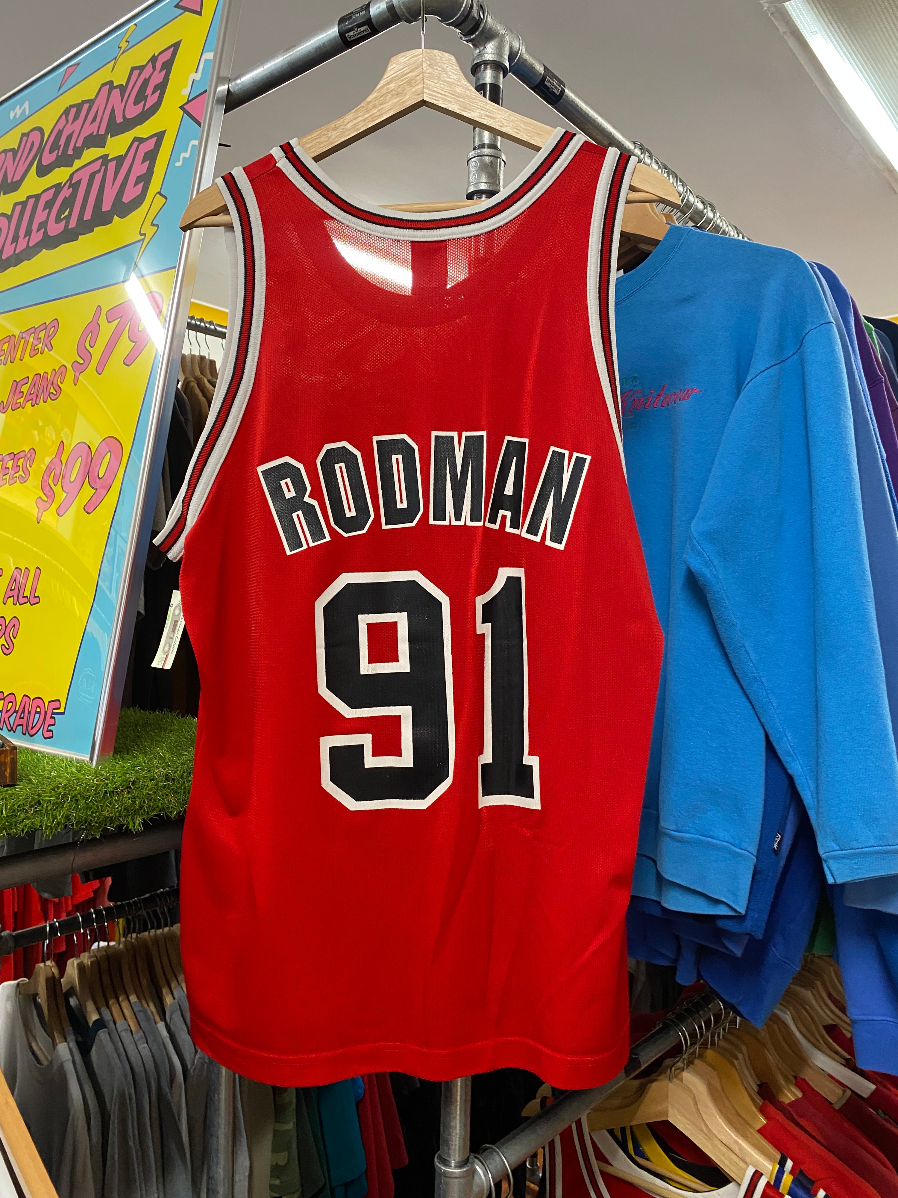 L - Vintage Champion #91 Rodman Chicago Bulls Jersey