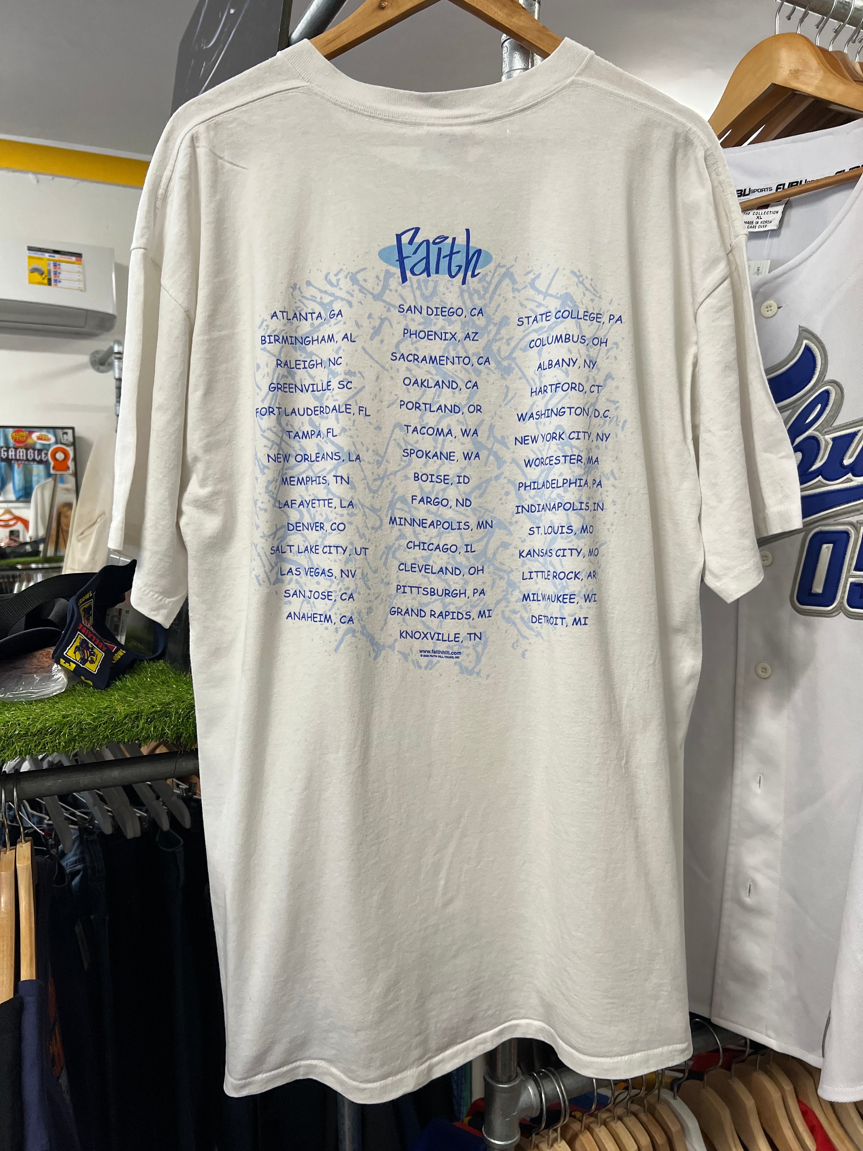[XL] 2000 Faith Hill  USA Tour DS White Tee