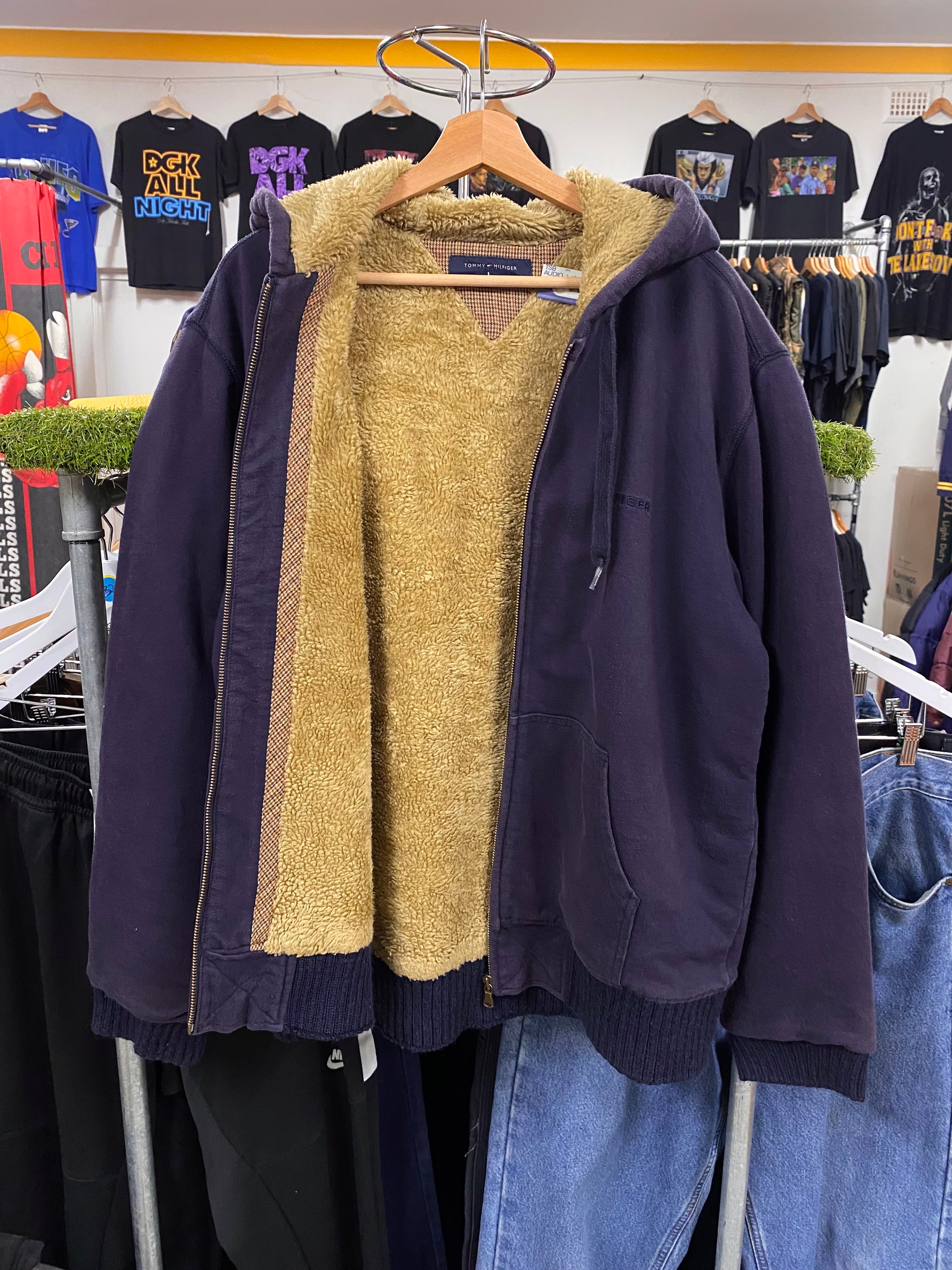 [XL] Tommy Hilfiger Sherpa Lined Heavy Hoodie Blue