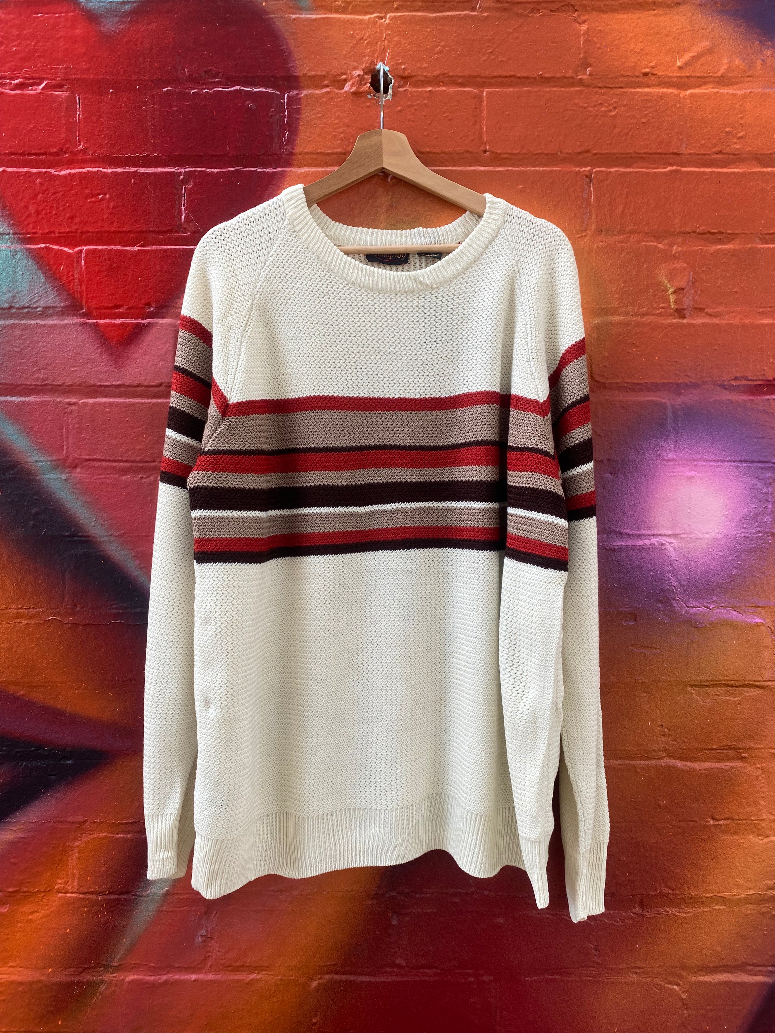 [L] Botany 500 Cream/Orange/Brown Knit Sweater