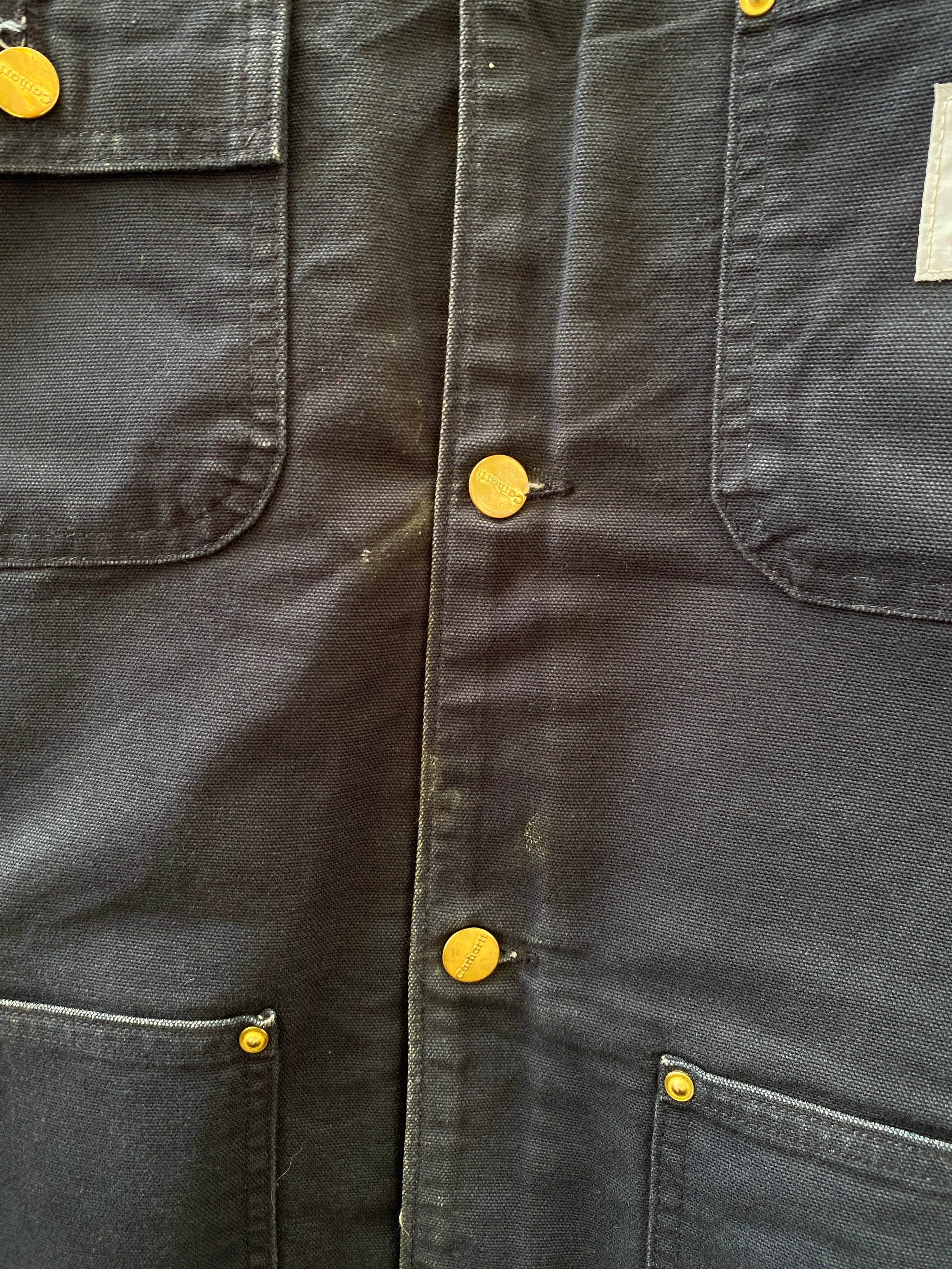 [L] Carhartt Navy Blue Chore Coat Blanket Lined