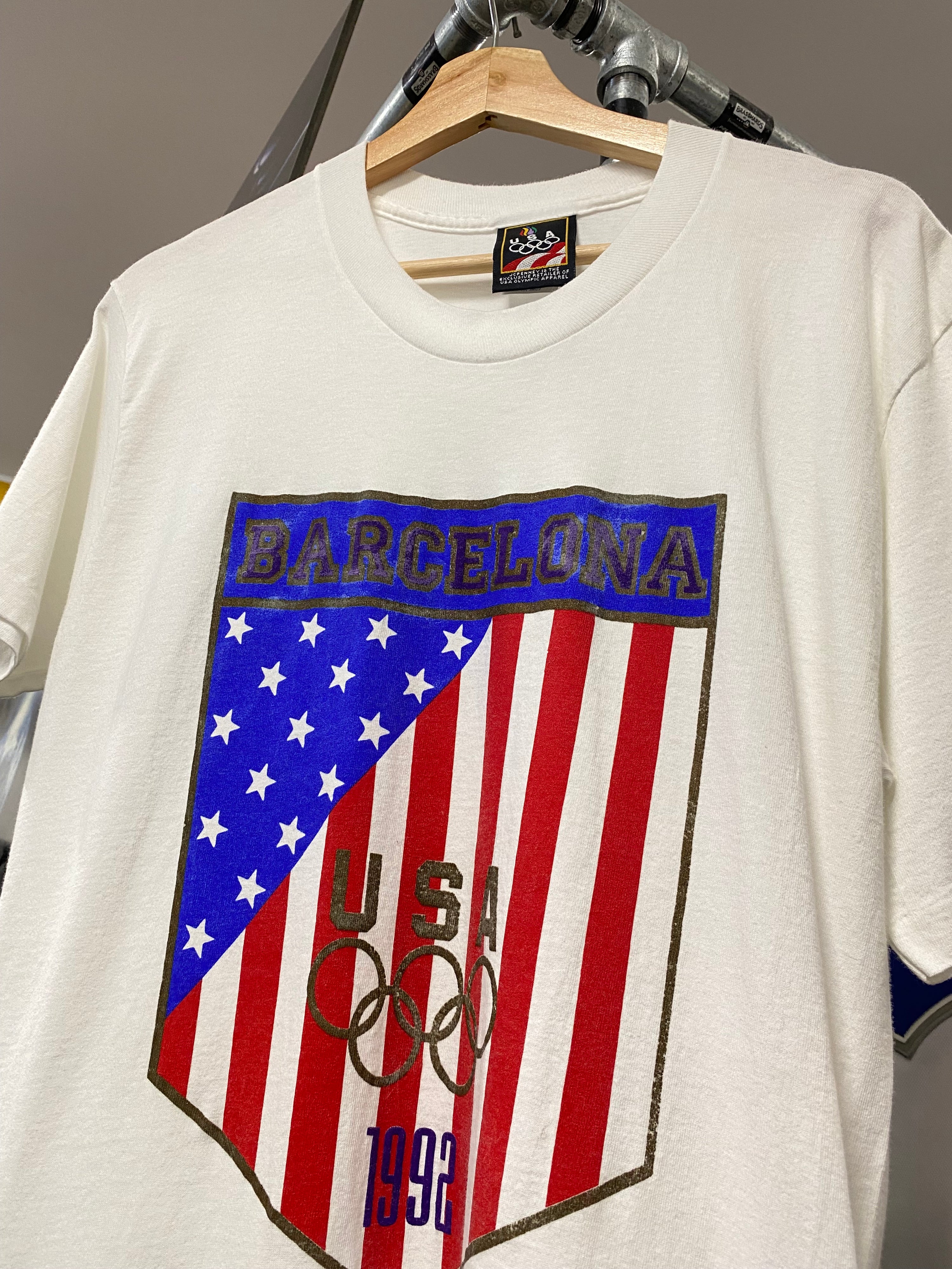 M - Barcelona 1992 USA Olympics Big Shield White Tee