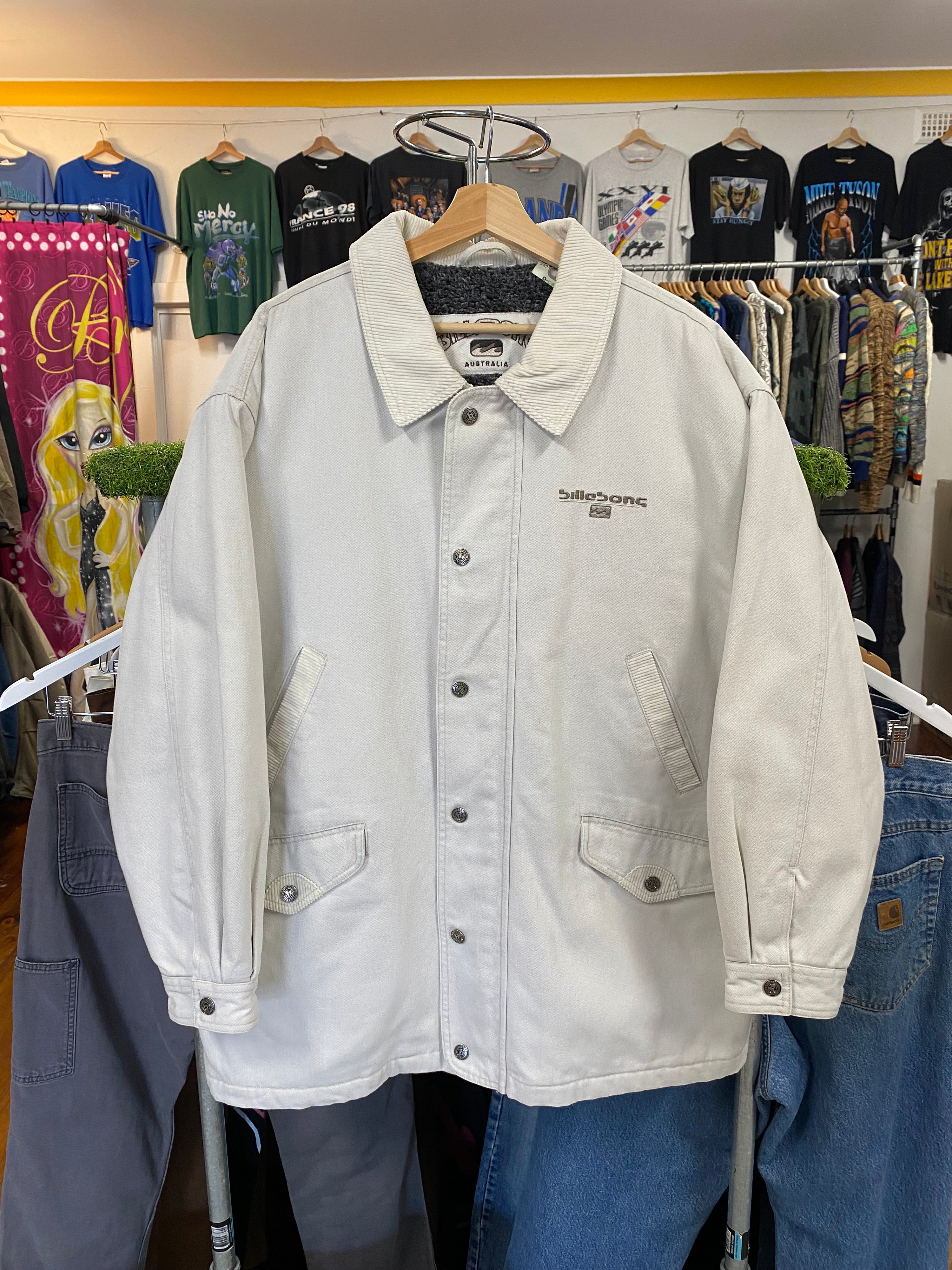 [L] Billabong Heavy Fleece Lined White Coat