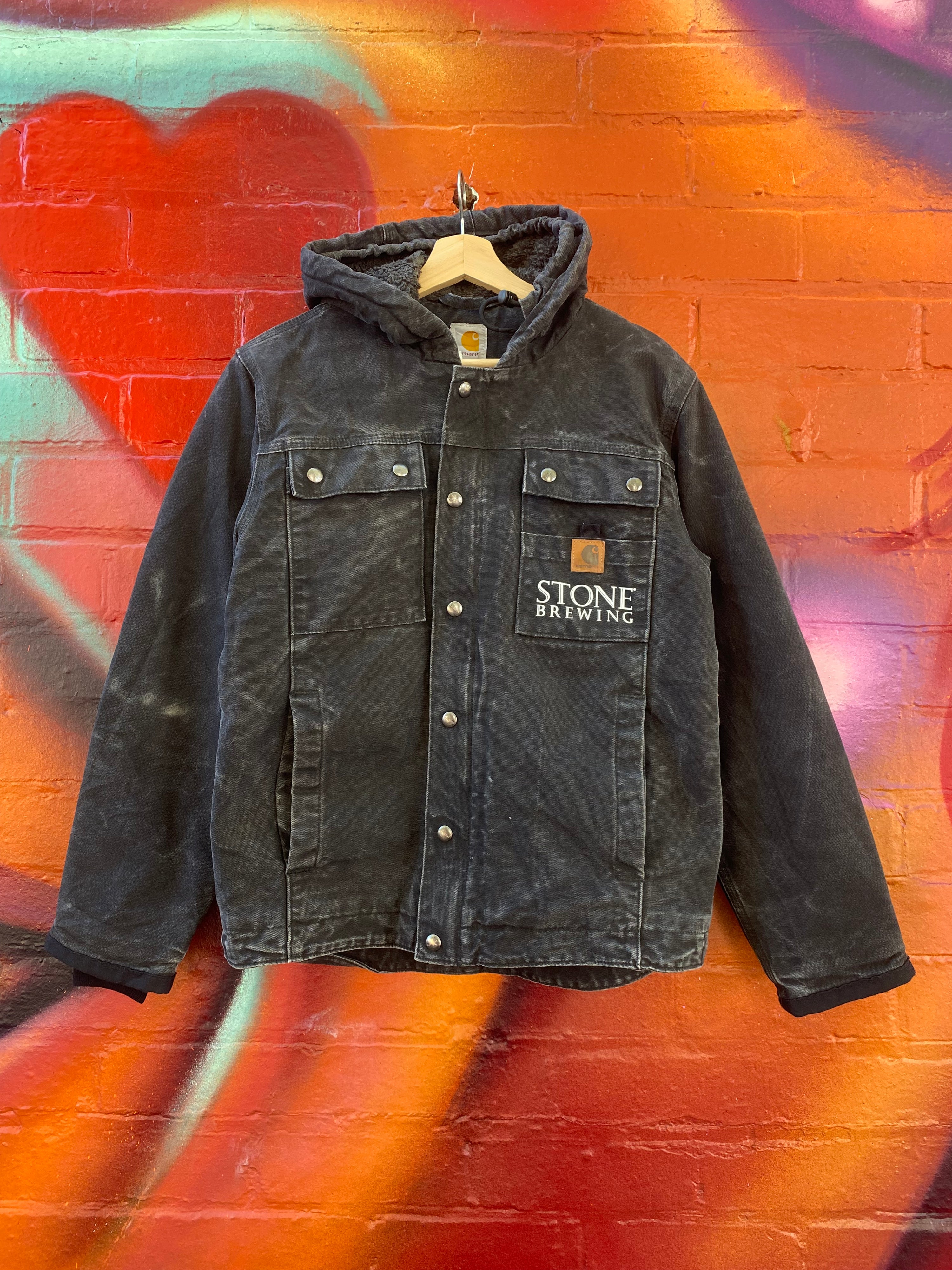[S] Carhartt Stone Brewing Faded Black Bartlett Hooded Jacket