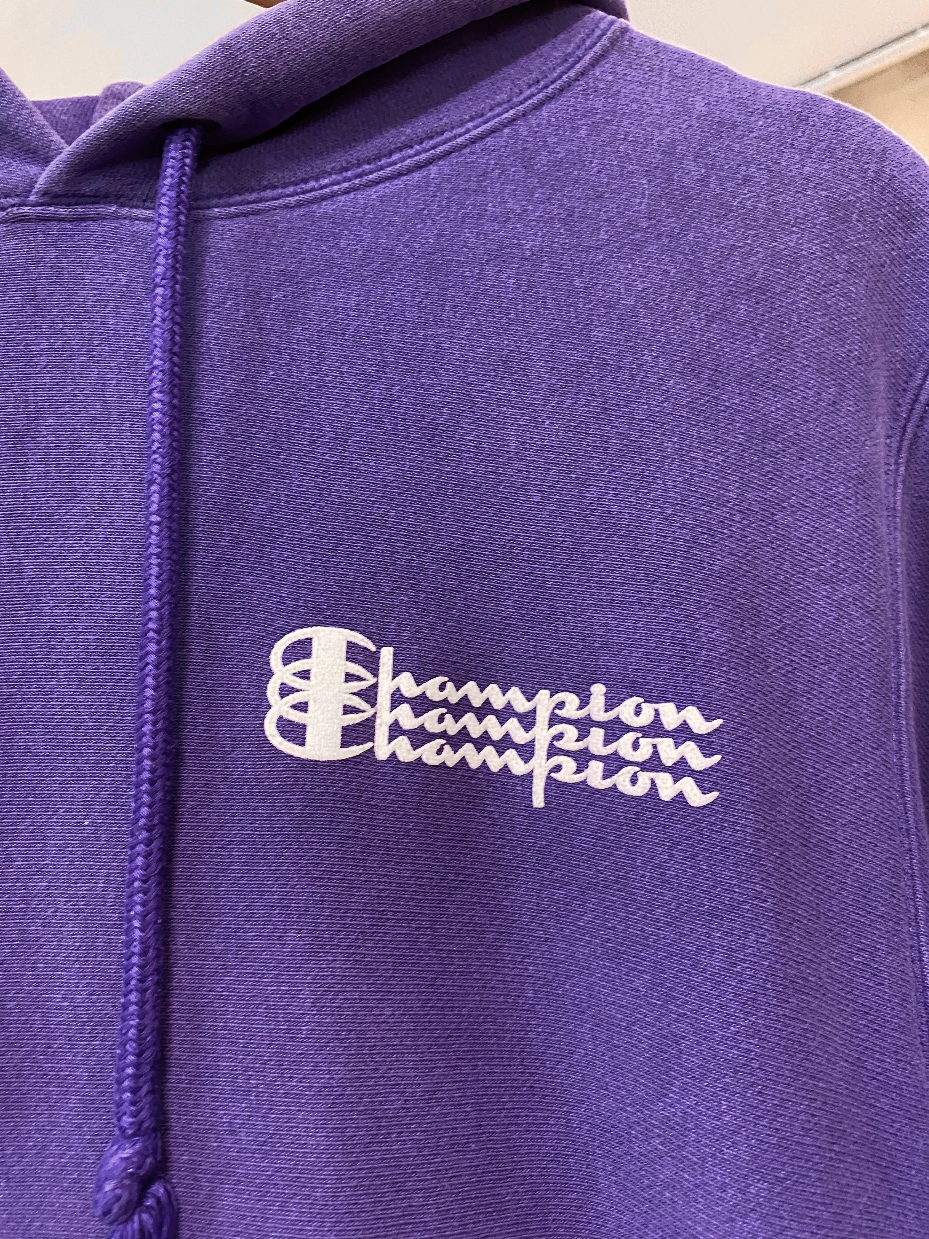 S - Champion Reverse Weave Purple 3 Spellout Hoodie