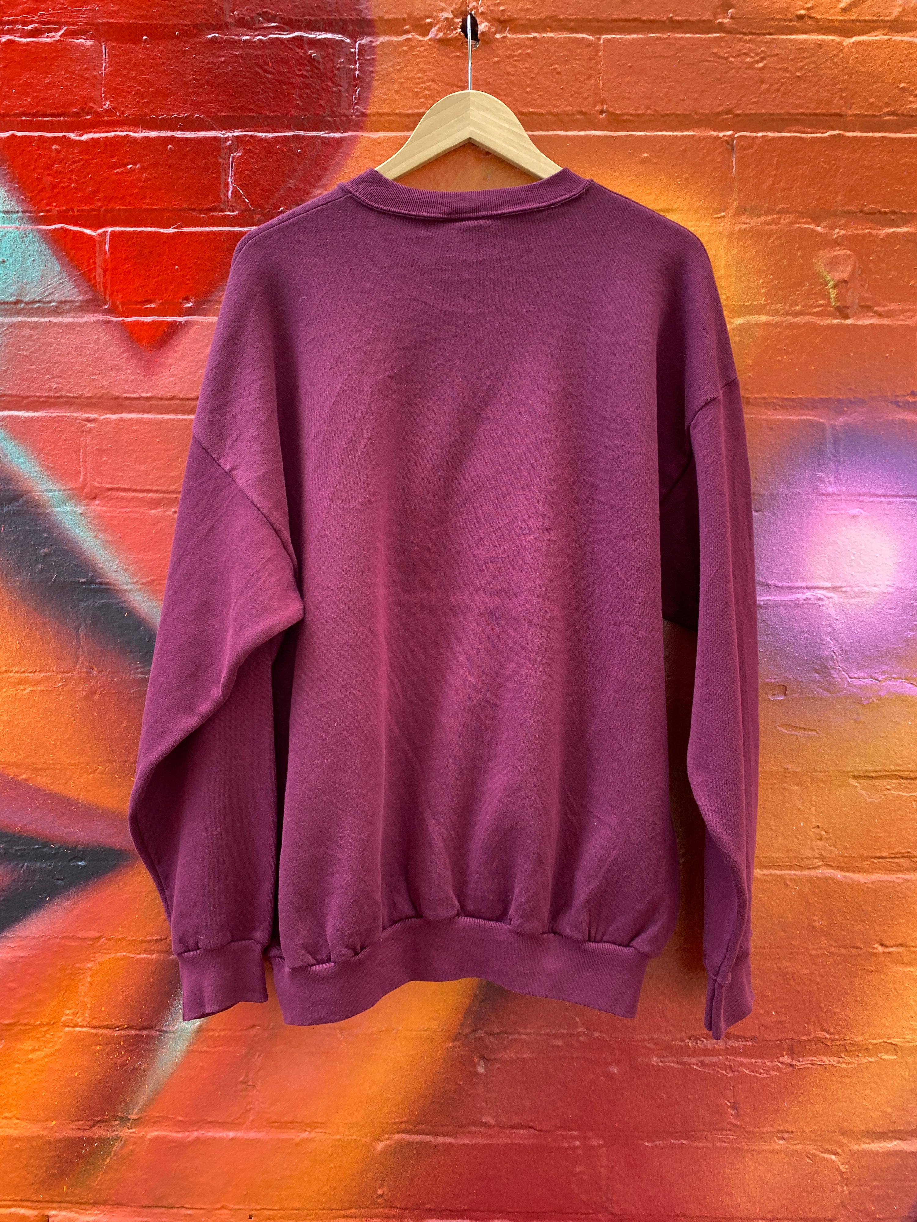 XL - Embroidered Reindeer Plum Jumper