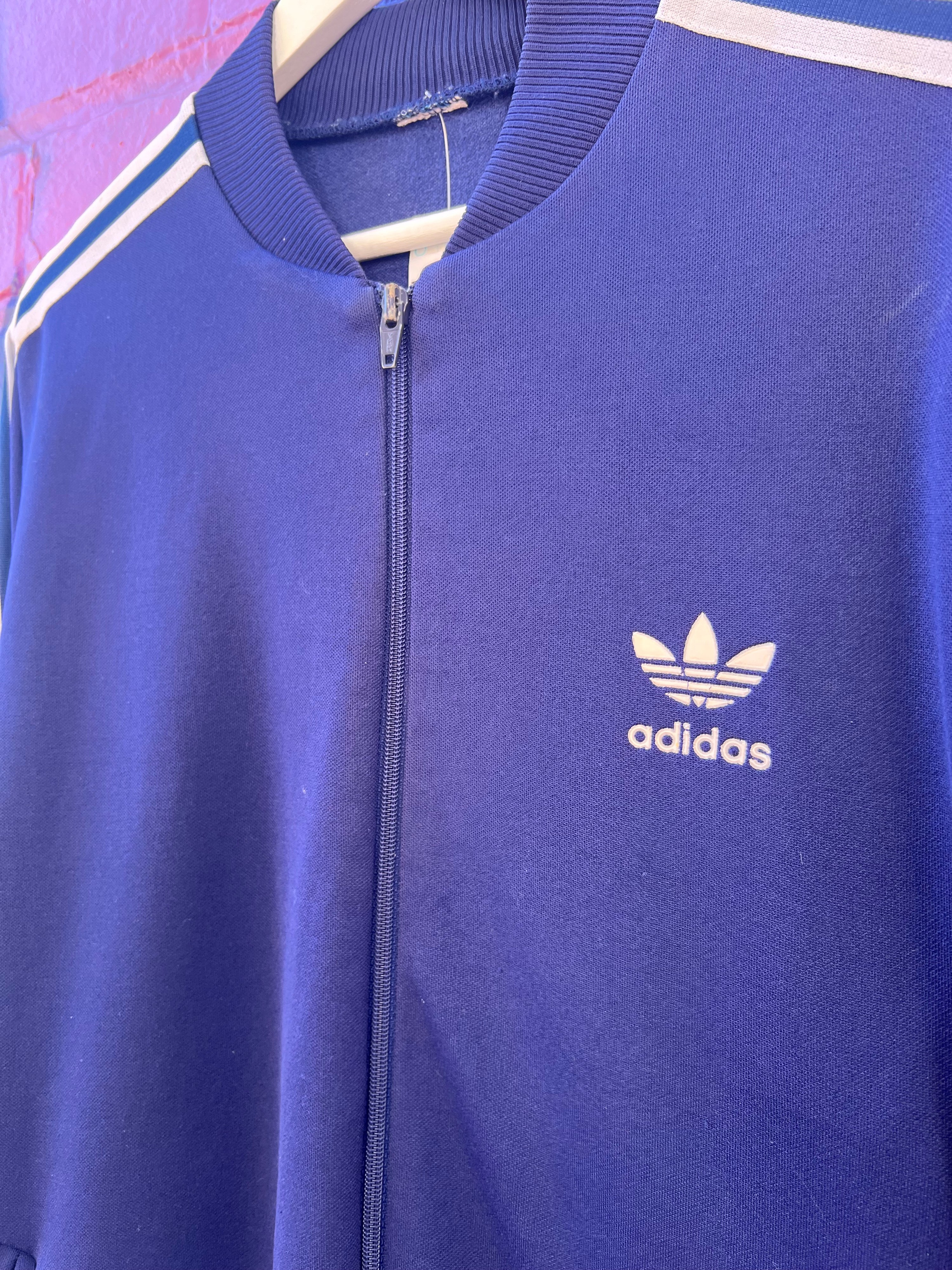 M - 1980s Adidas Blue Zip Up Windbreaker