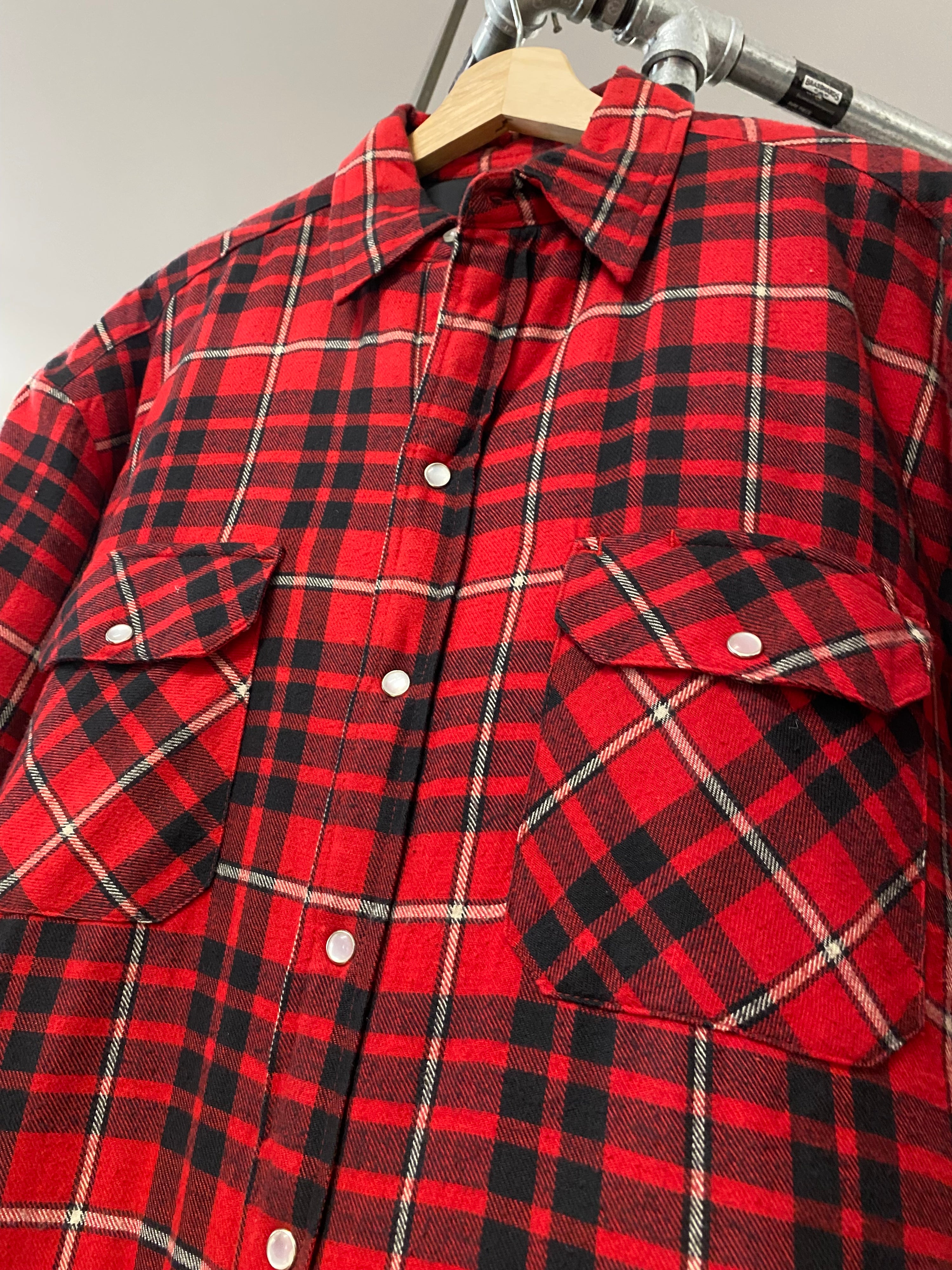 [M] Dickies Red/White Check Heavyweight Button Up