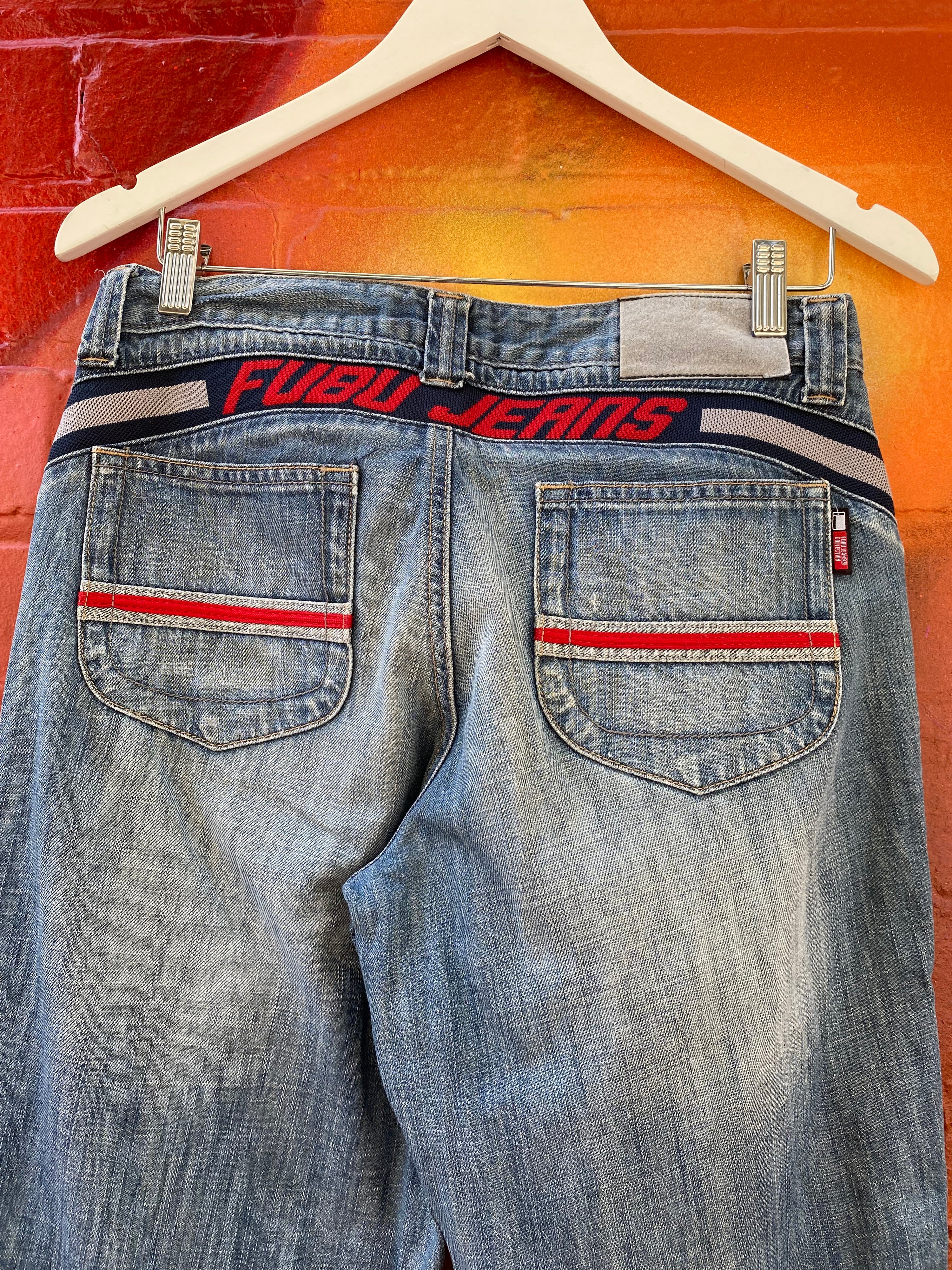 [30] FUBU 09205 Red Elastic Band Denim Jeans