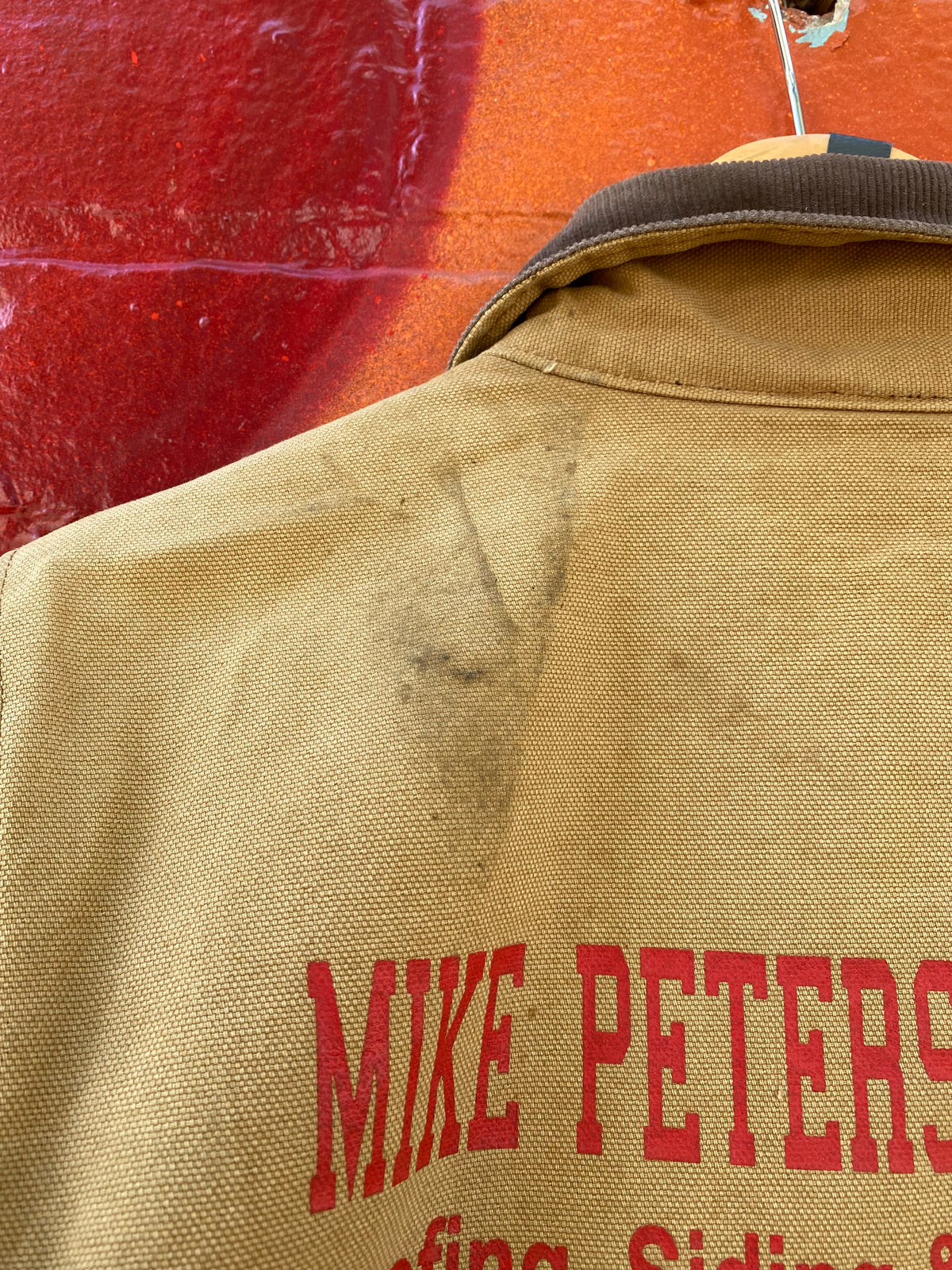 [XL] Vintage Carhartt Tan Detroit Jacket 'Mike Peters Contracting'