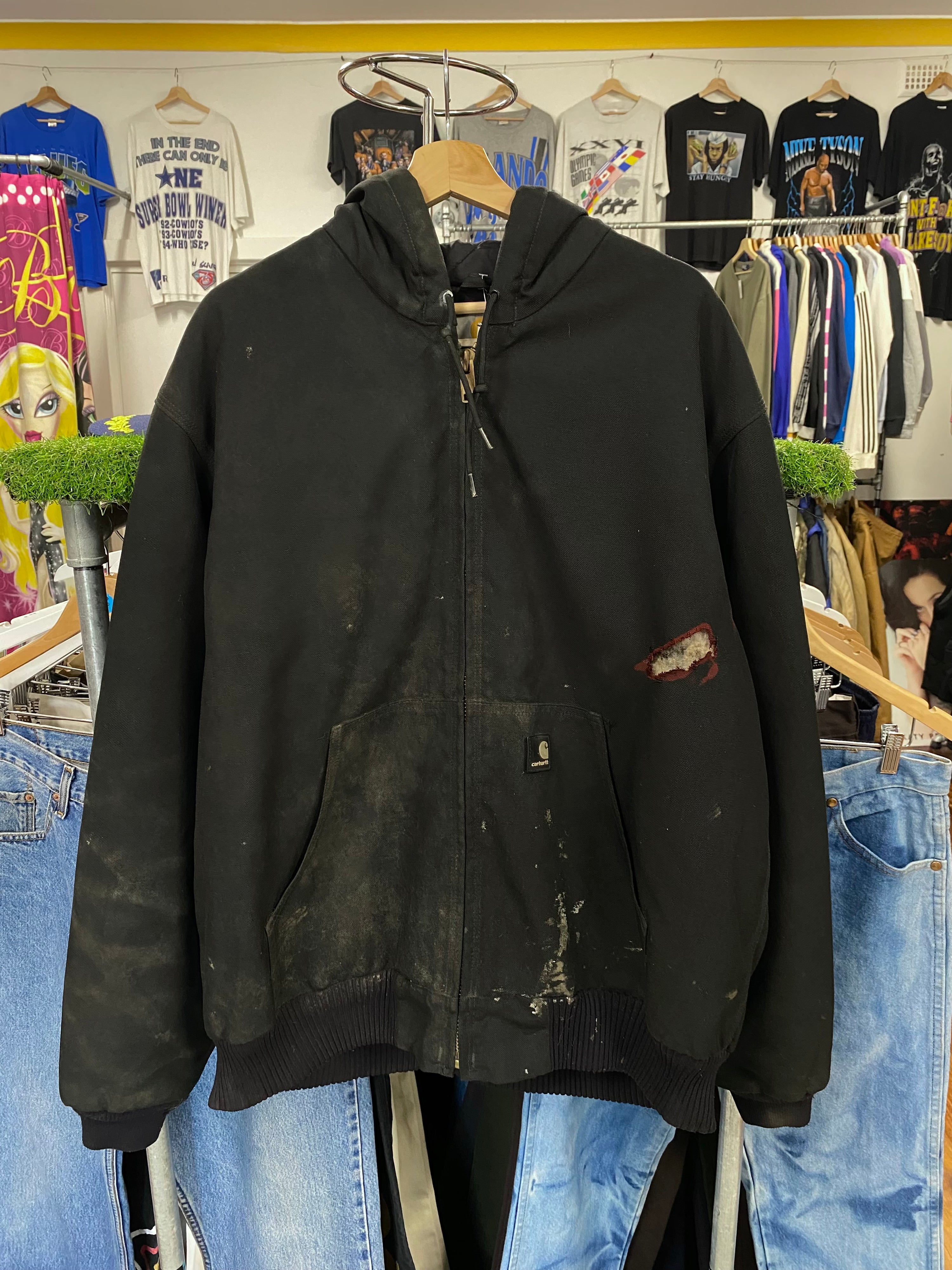 [L] Carhartt Thrashed Black Active Jacket