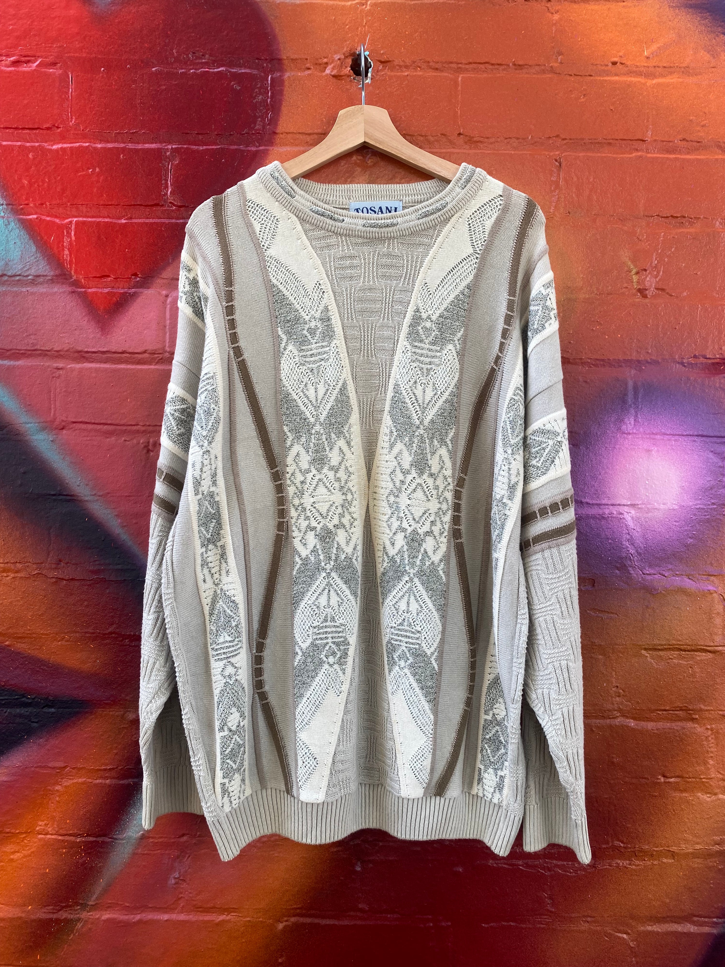 [L] Tosani Cream/Beige Crazy Knit Sweater