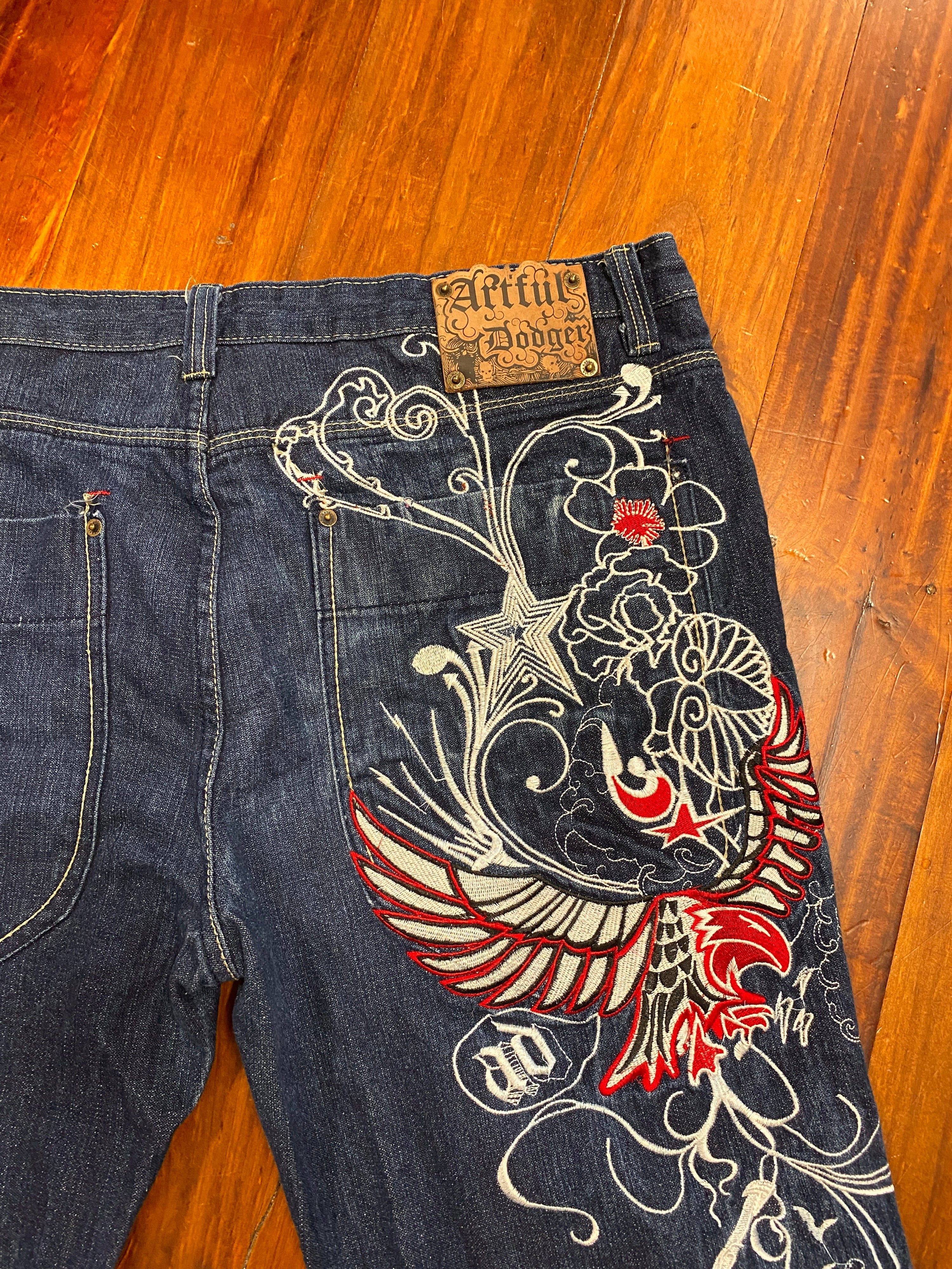 40 - Artful Dodger 2000s Heavily Embroidered Jeans