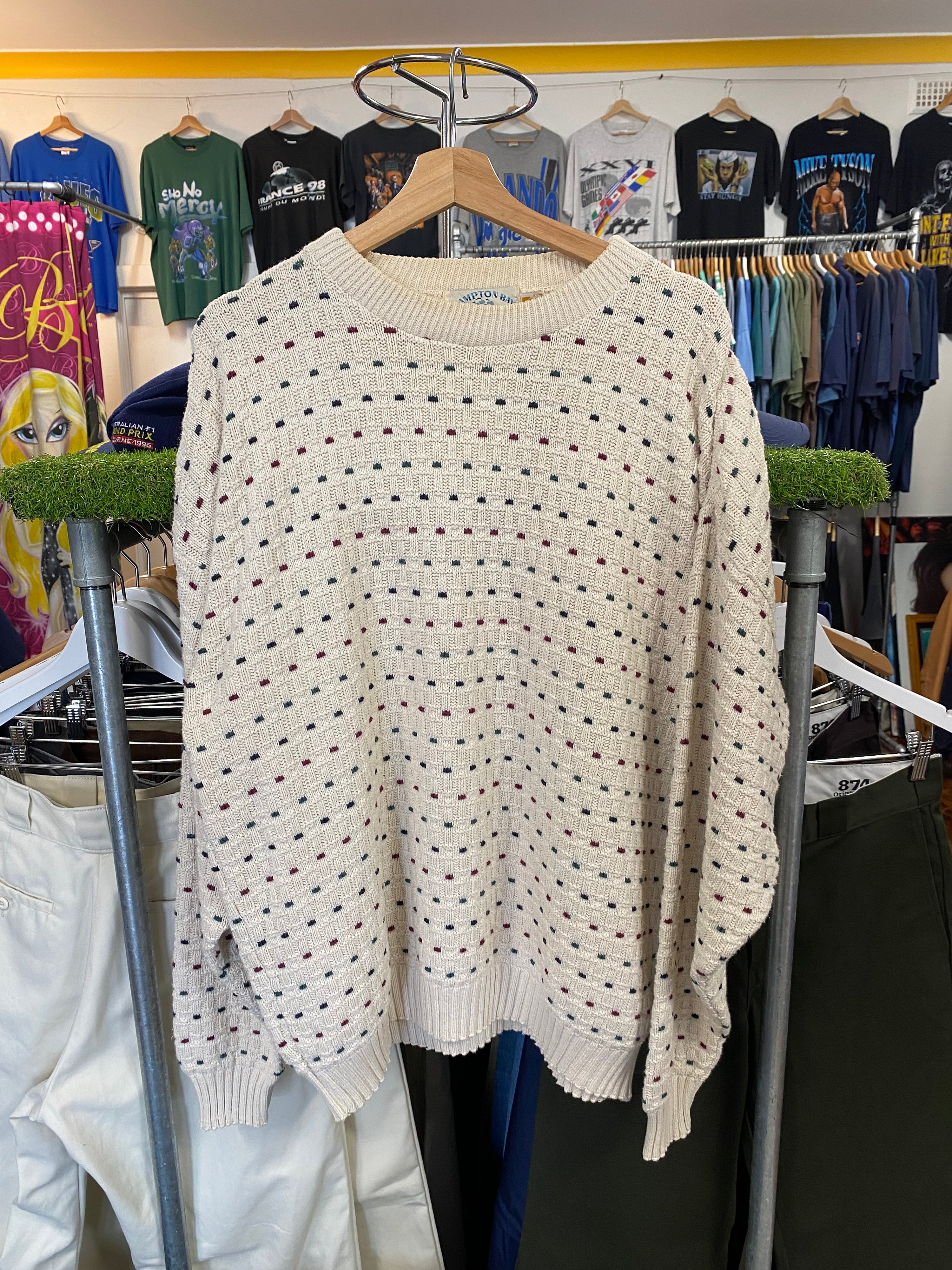 [XL] Vintage Hampton Bay Green/Red Dot Knit