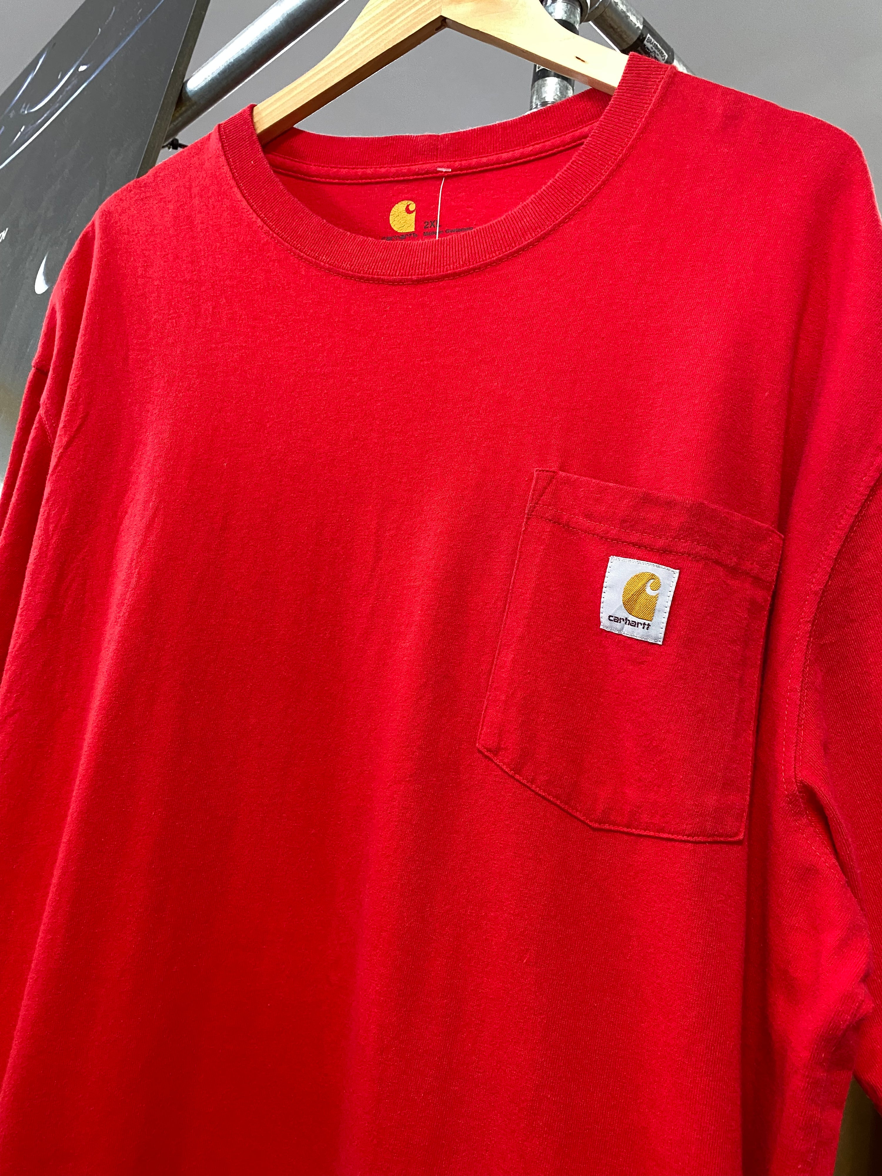 2XL - Cherry Red Carhartt Pocket Tee