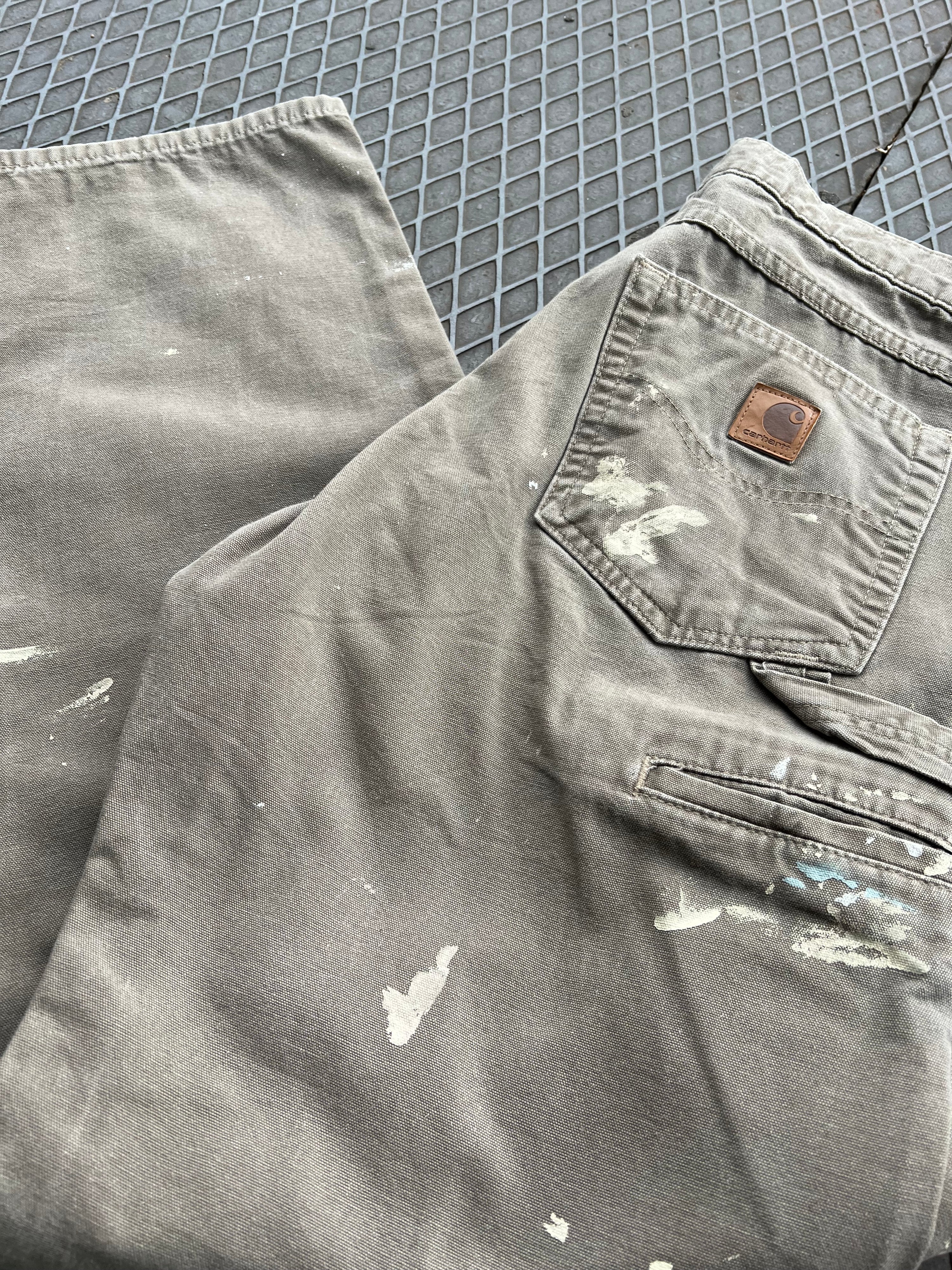 31 - Carhartt Faded Brown Carpenter Pants Paint Marks P110