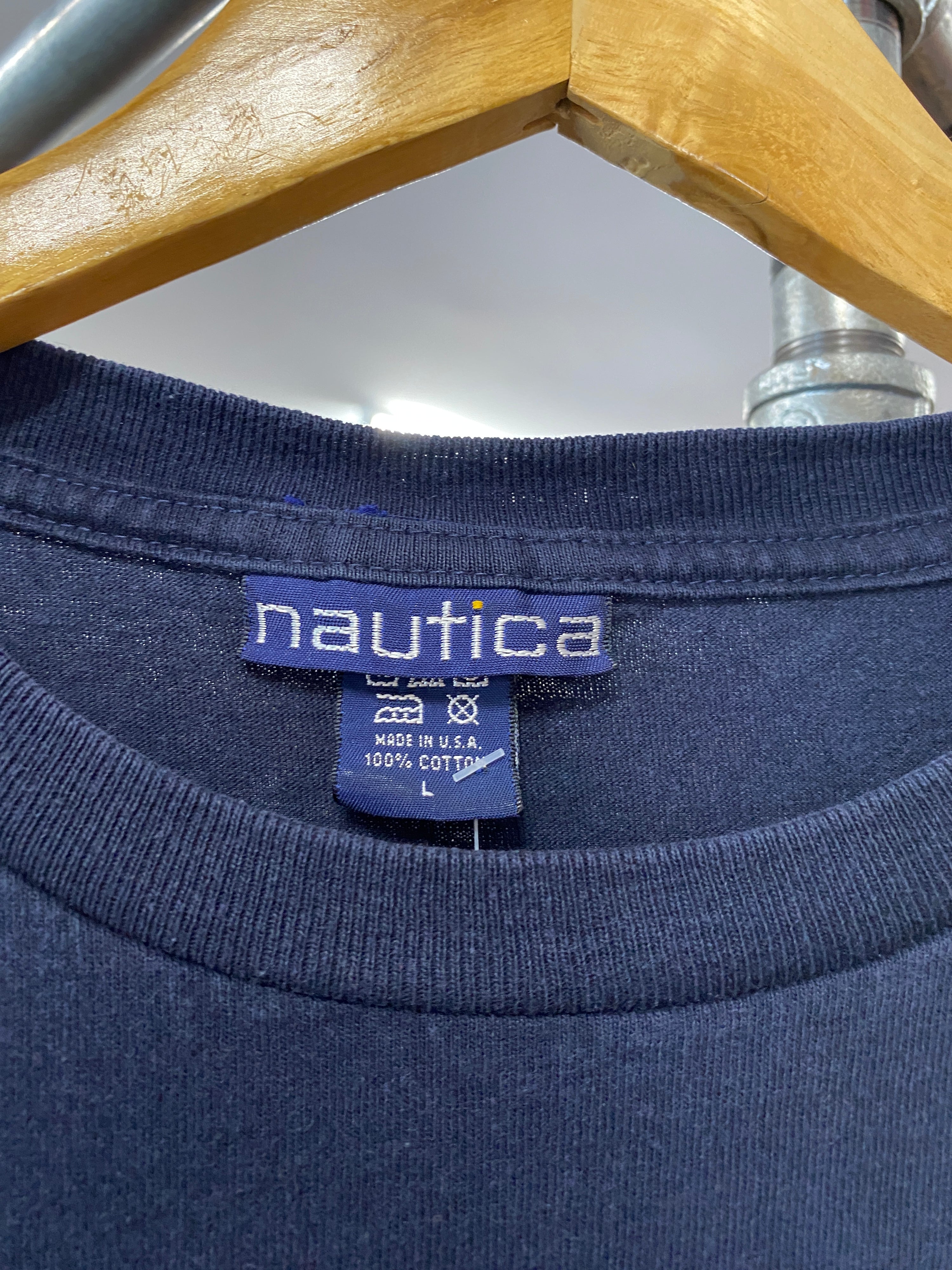 L - Vintage Nautica Rowing Print Blue Tee