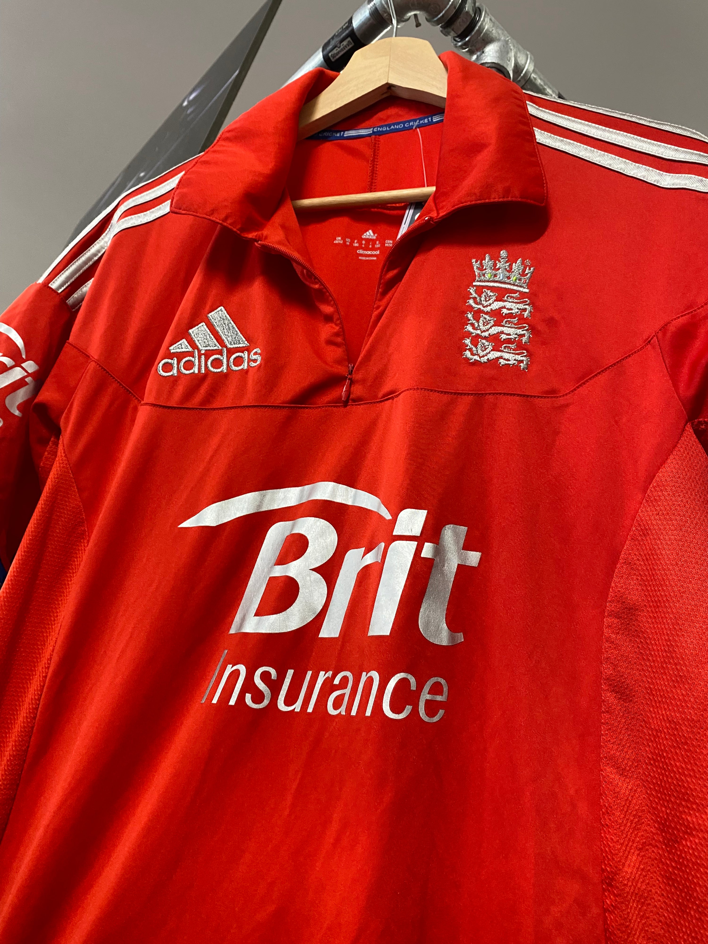 [M] 2011 England Cricket Red 1/4 Zip Jersey
