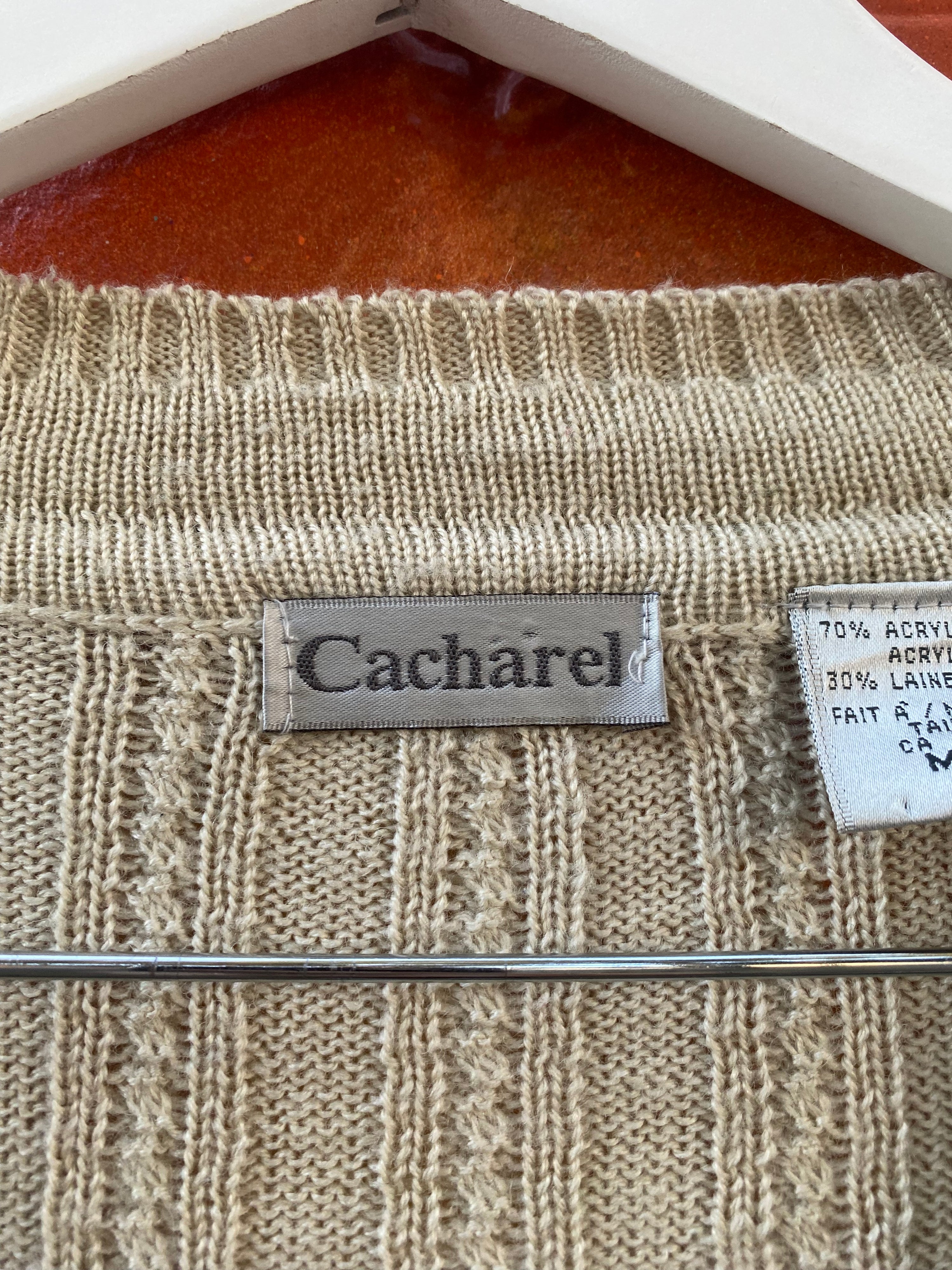 [M] Cacharel Cream/Blue Knit Cardigan