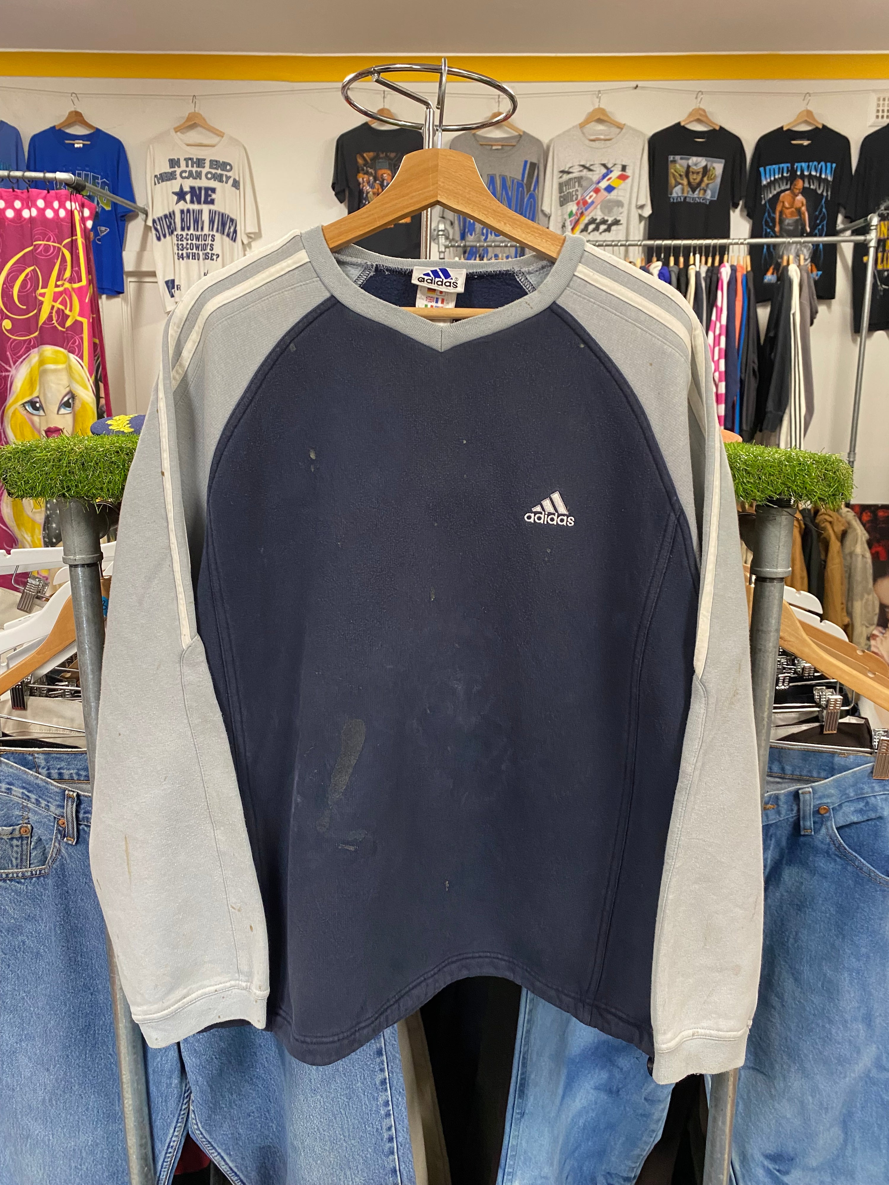 [M] Adidas Navy/Grey Jumper Heavy Marks