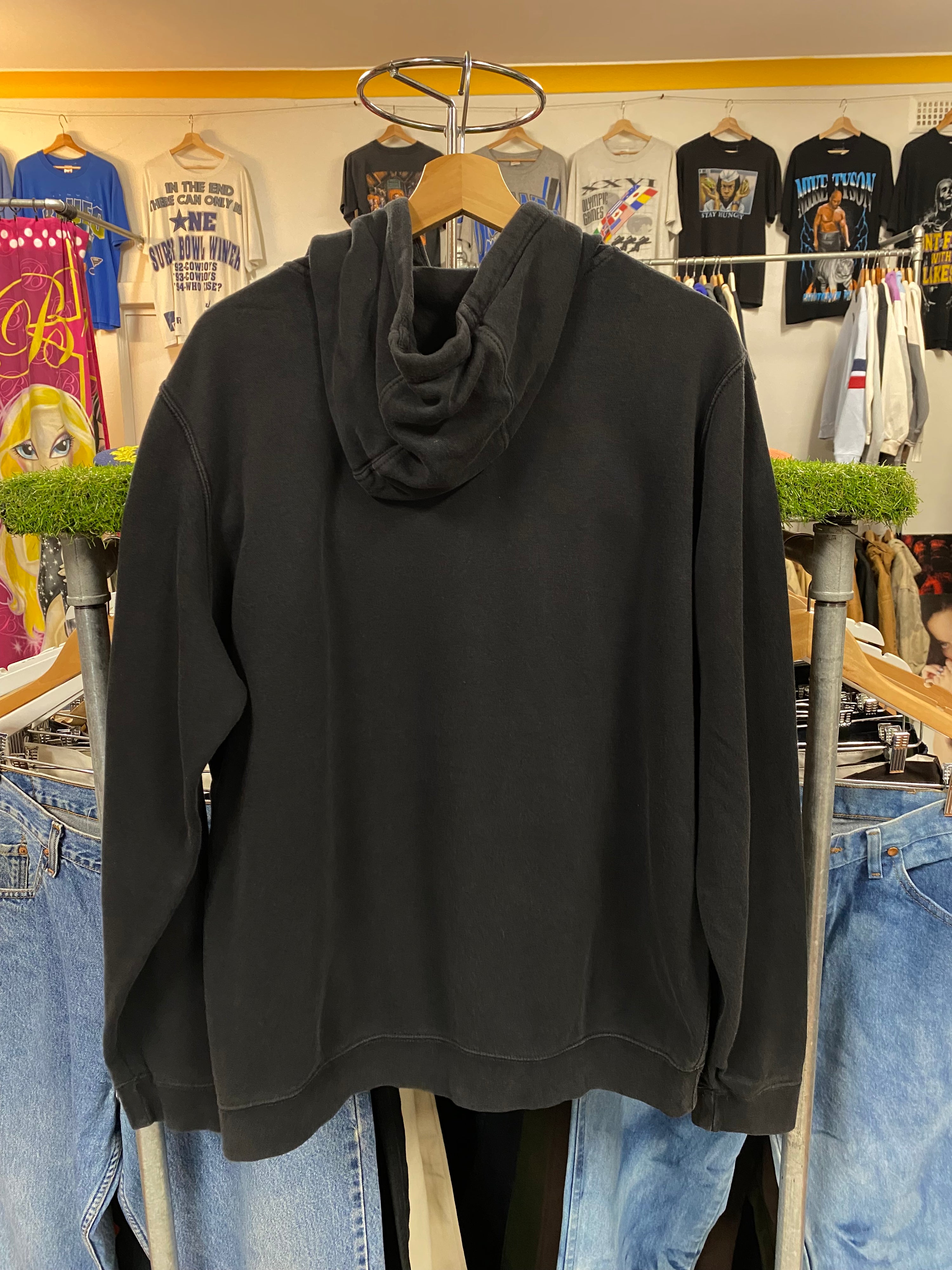 [L] Nike Small Spellout Black Hoodie