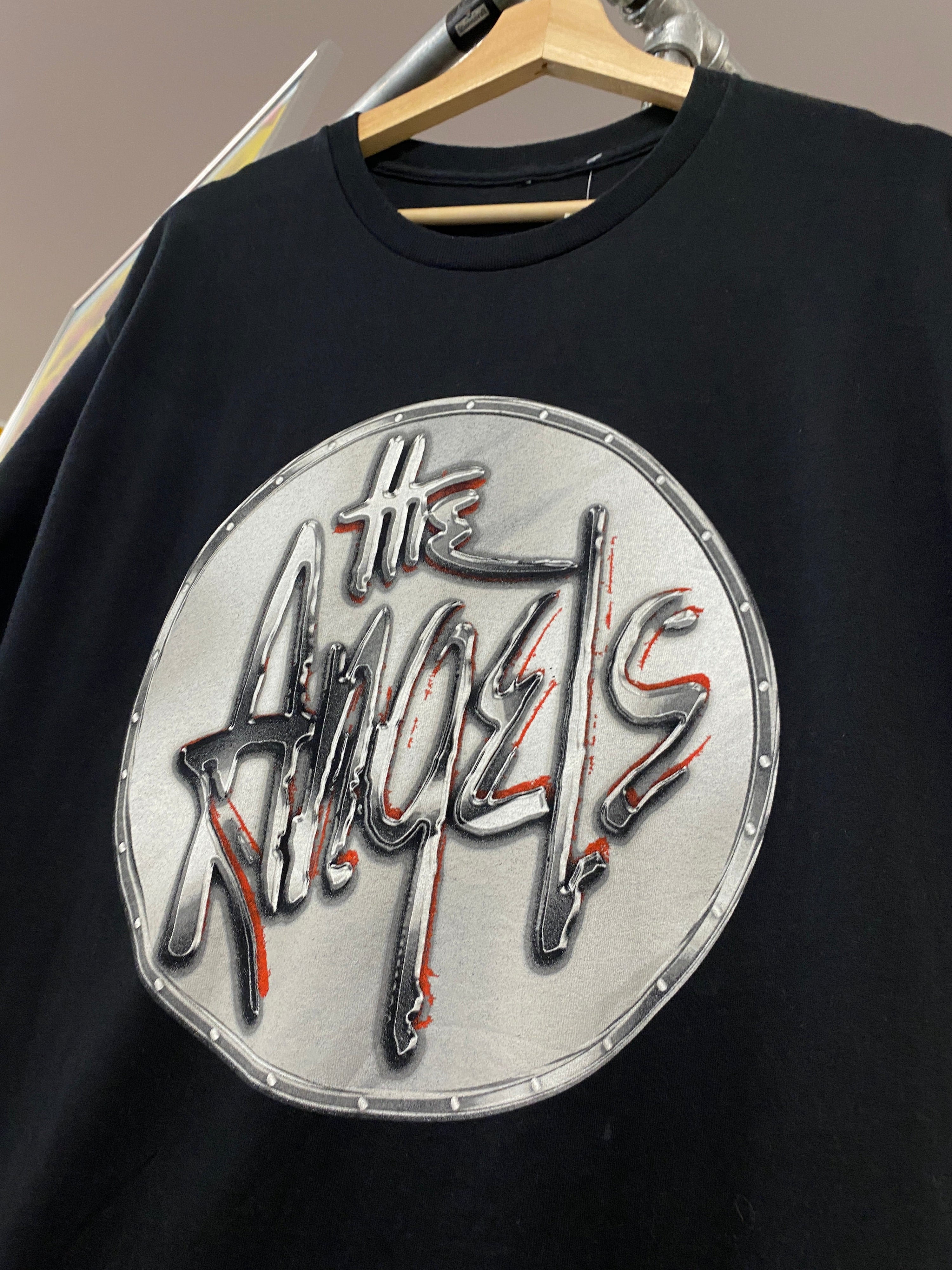 L - The Angels Modern Silver Logo Black Tee