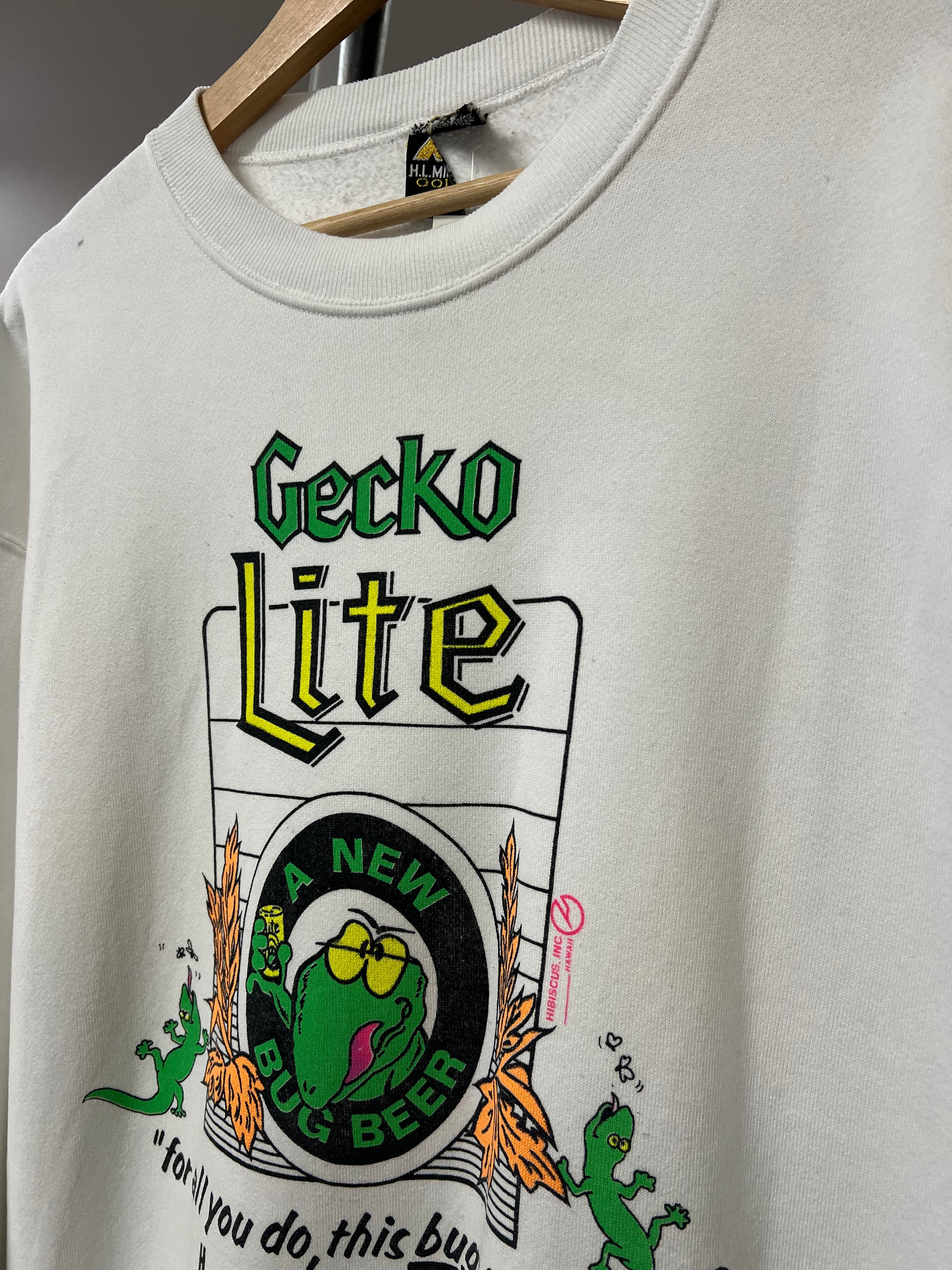 L - 1990s Gecko Lite A New Bug Beer White Jumper